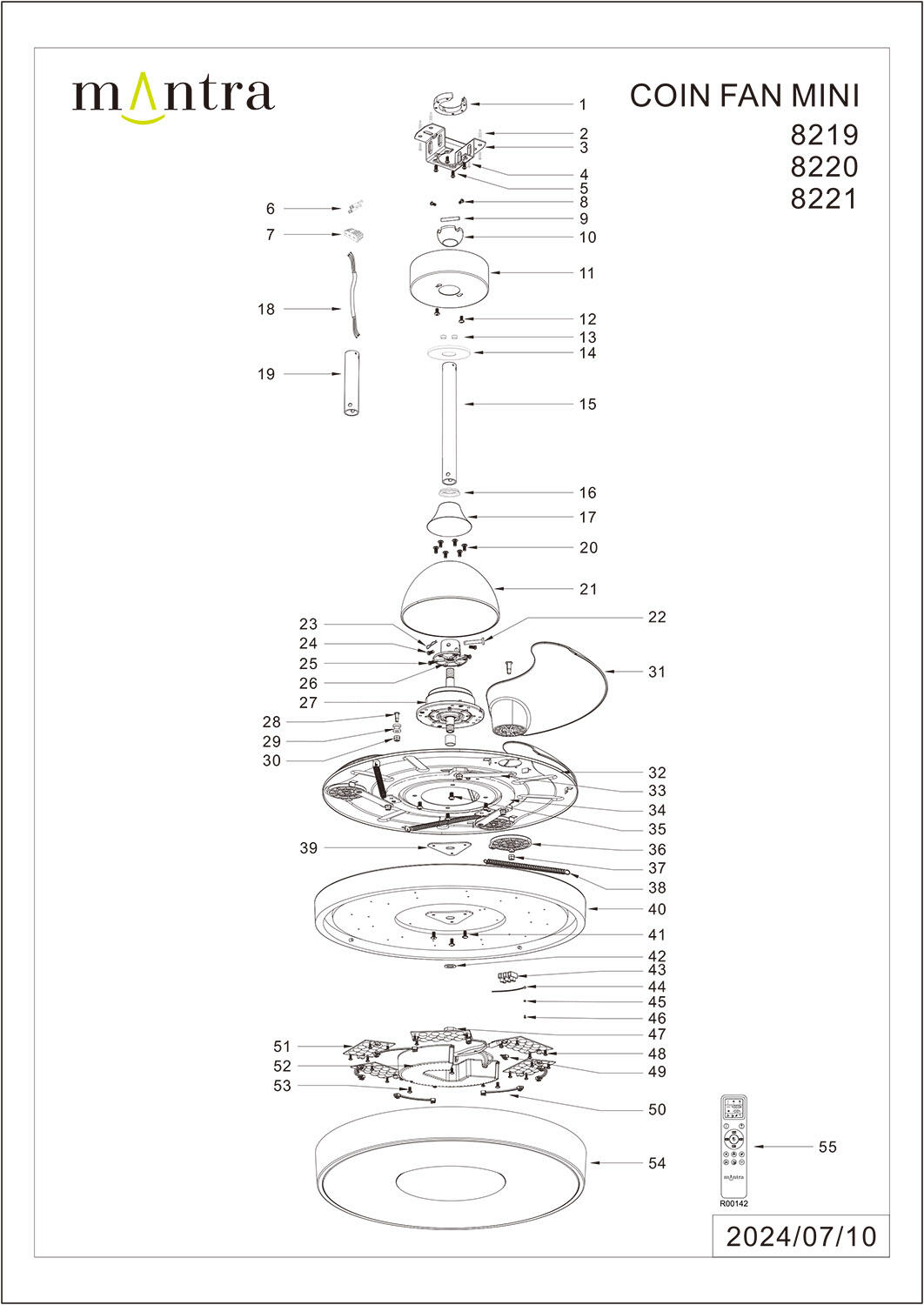 Ventilateur de plafond LED, Coin mini, 90.7 cm, MANTRA, blanc - 7