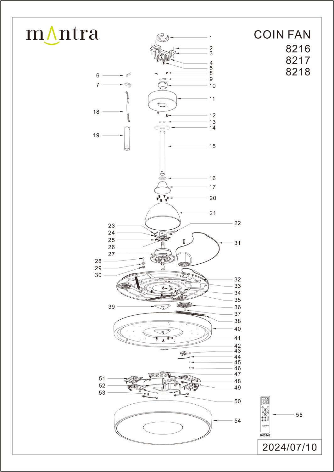 Ventilateur de plafond LED, Coin, 106.2 cm, MANTRA, blanc - 6