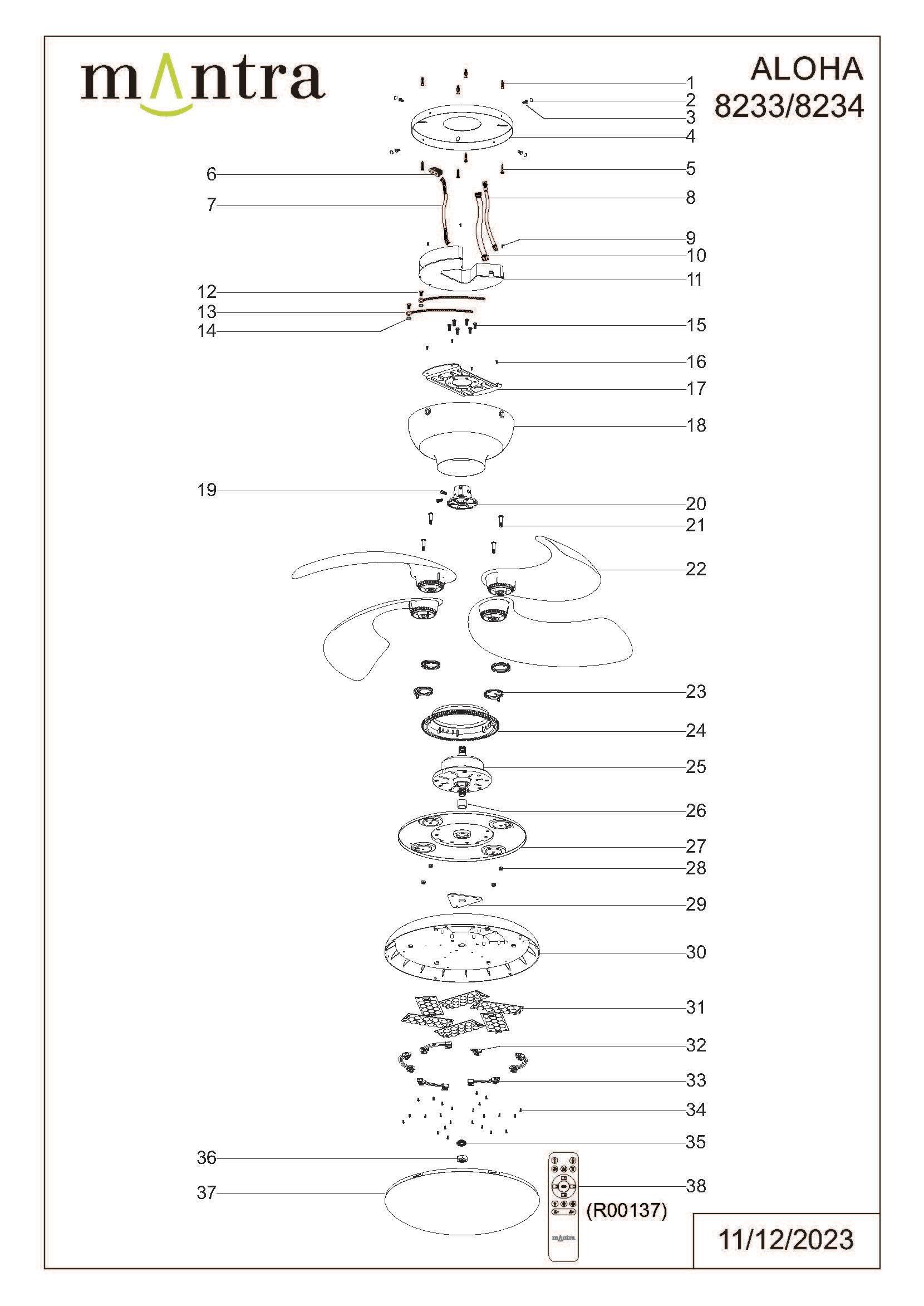 Ventilateur de plafond LED silencieux, Aloha I, 52 cm, MANTRA, blanc et bois - 7