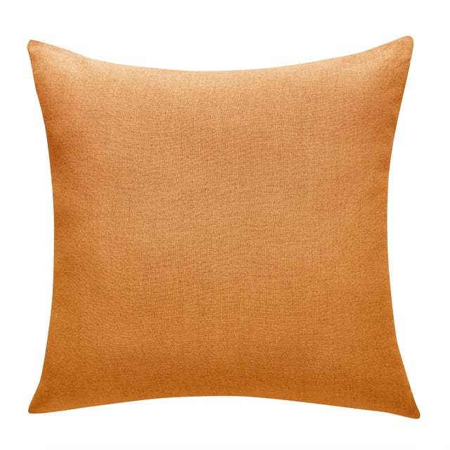 Funda de cojín cuadrada Danae 100% lino lavado 60 x 60 cm INSPIRE naranja soda doble cara con cremallera