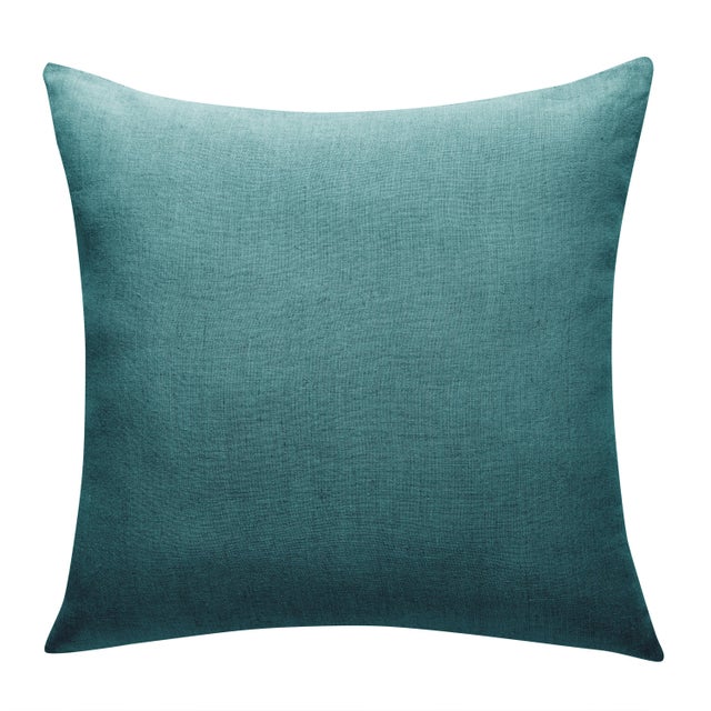 Funda de cojín cuadrada Danae 100% lino lavado 60 x 60 cm INSPIRE liso verde cactus doble cara con cremallera