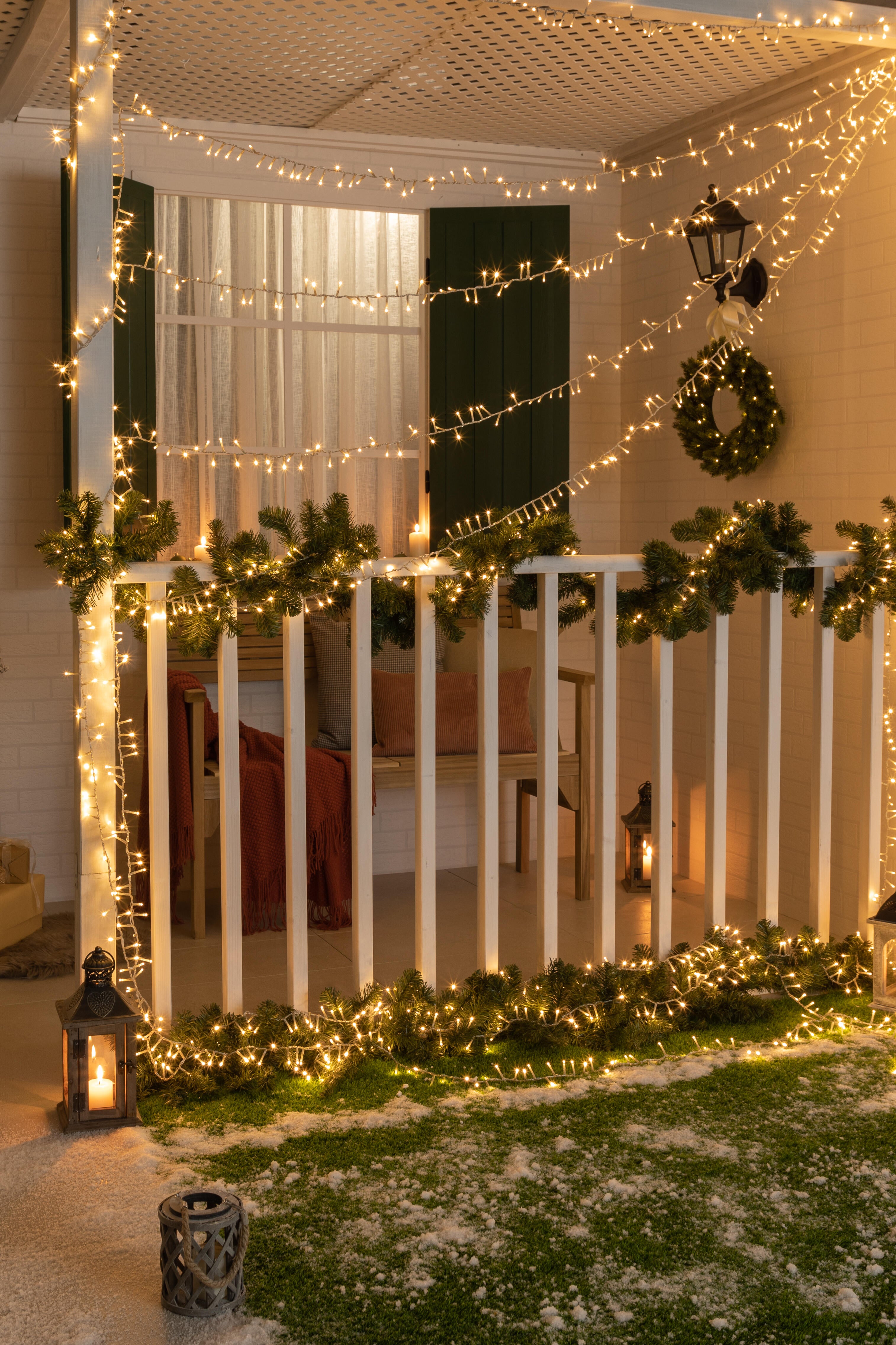 Guirnalda iluminada para árbol de 300 cm con 1500 bombillas LED blanco cálido de 34 metros de iluminación para exterior a red eléctrica - 6