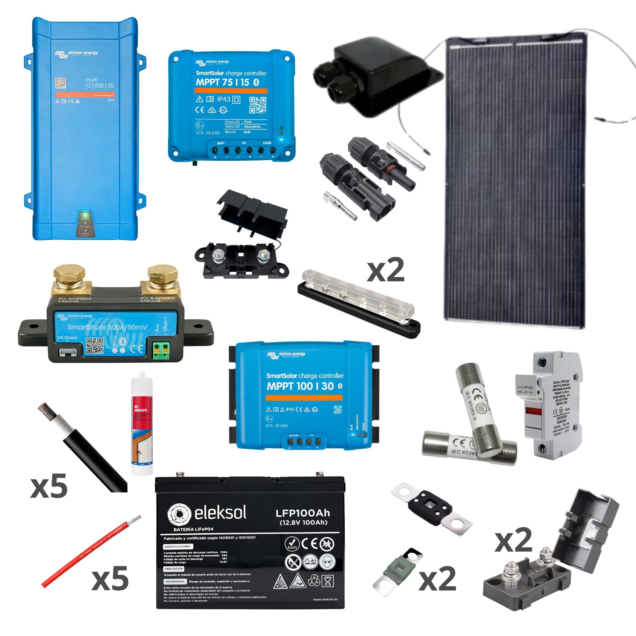 Kit solar camper 200w con batería litio