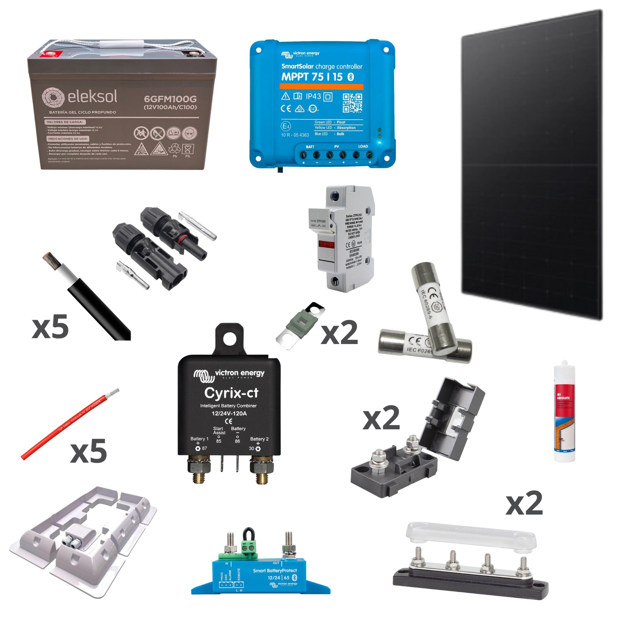 Kit solar camper 175w con batería agm