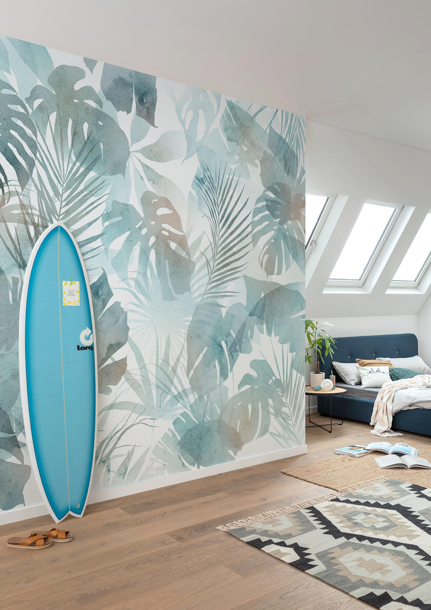 Papier peint panoramique FLAIR aqua flora l.300 x H.250 cm | Leroy Merlin