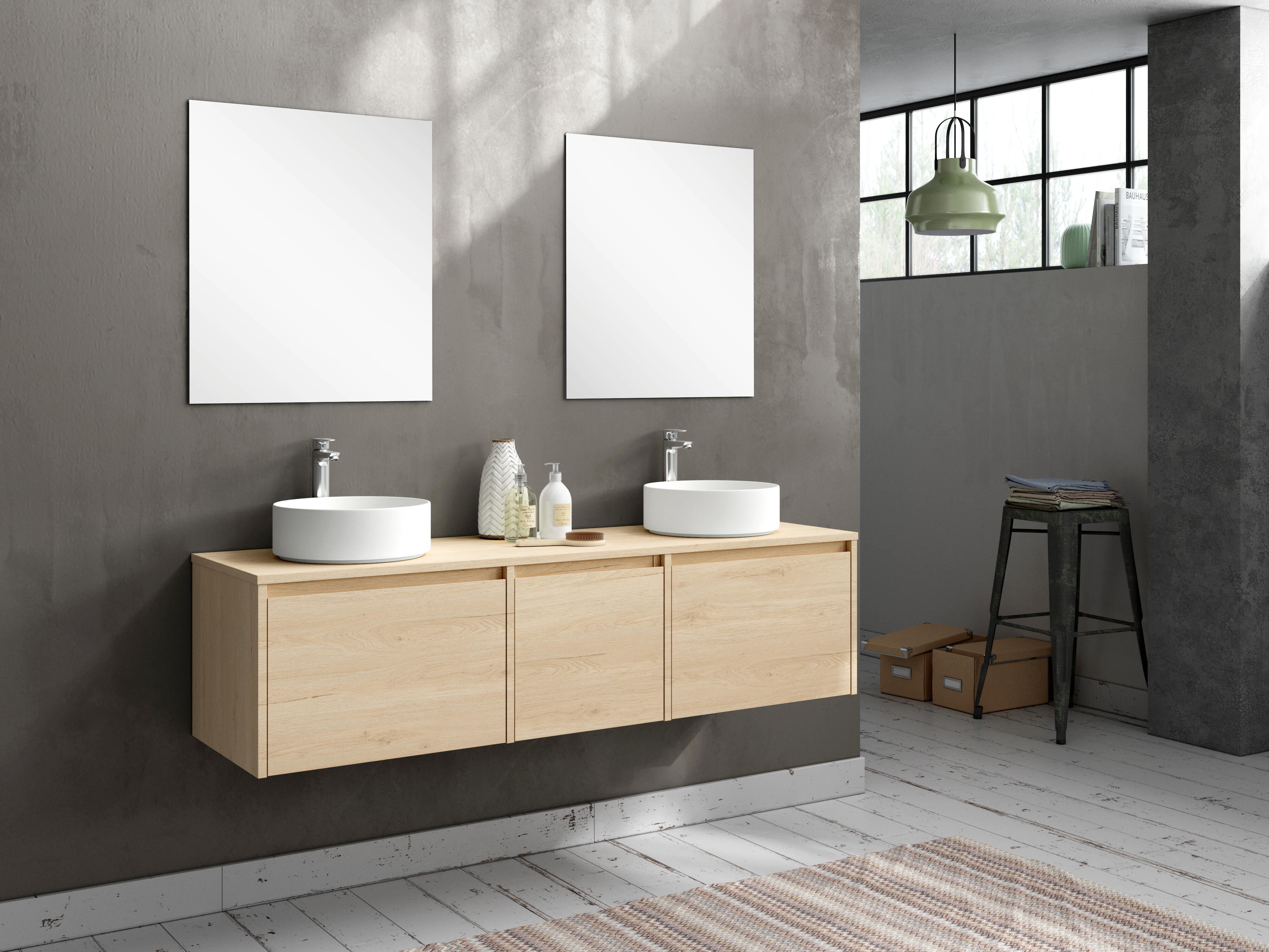 Mueble de baño con lavabo moon marrón 160x45 cm