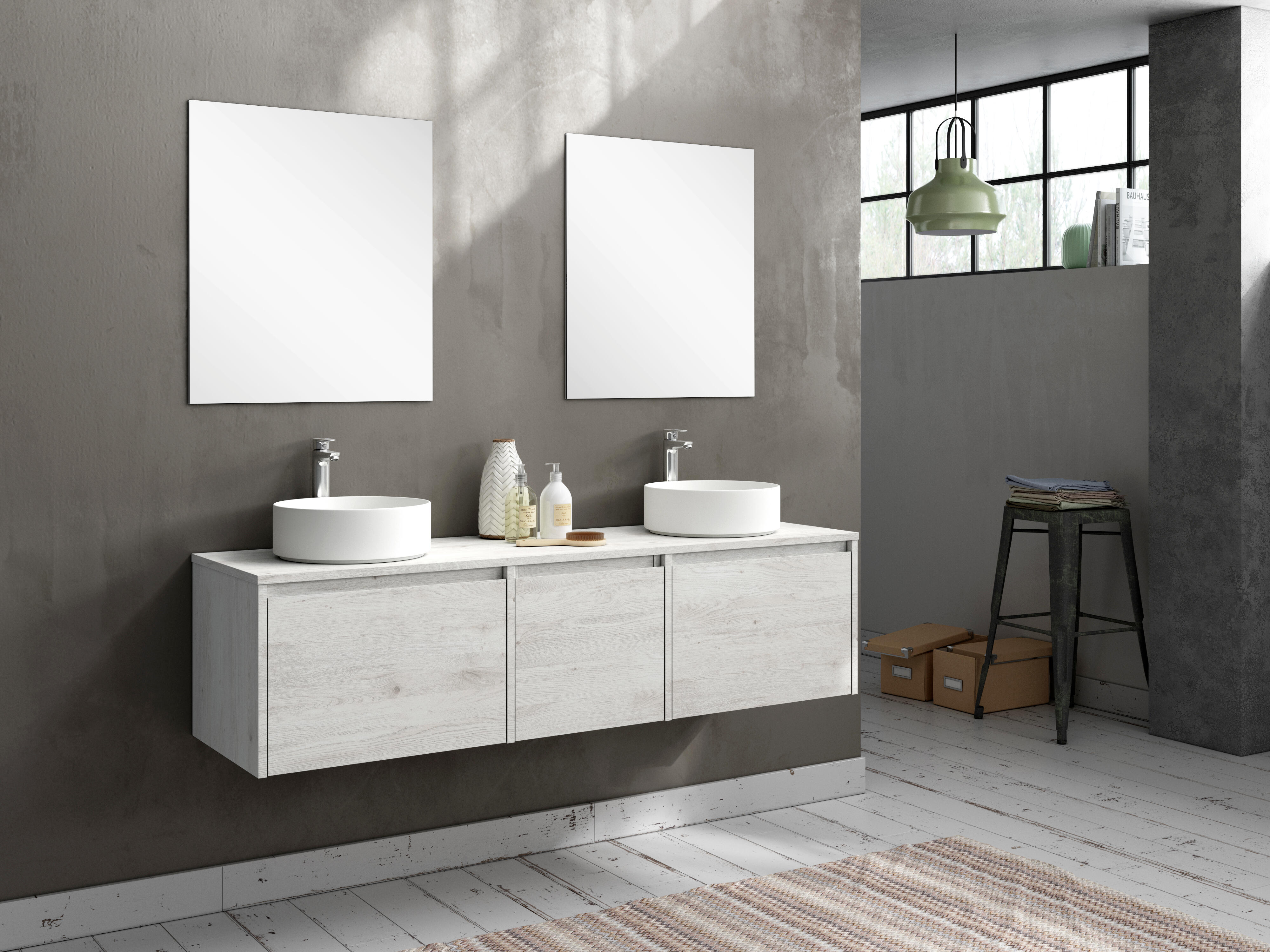 Mueble de baño con lavabo moon blanco 160x45 cm