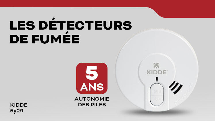 Détecteur de fumée, KIDDE CE - NF, autonomie 5 ans - 2