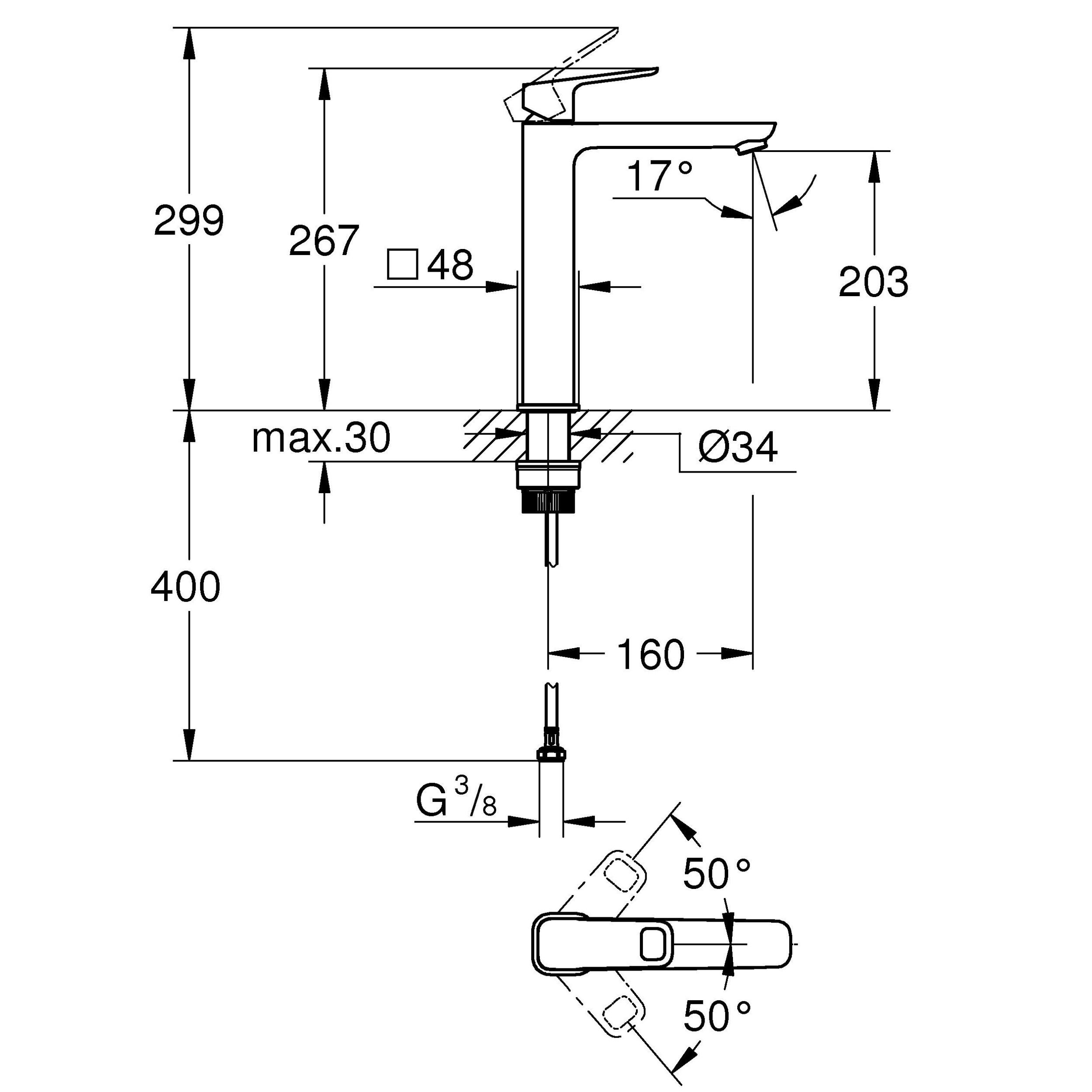 Bateria umywalkowa chrom Clova Puls Grohe - 3
