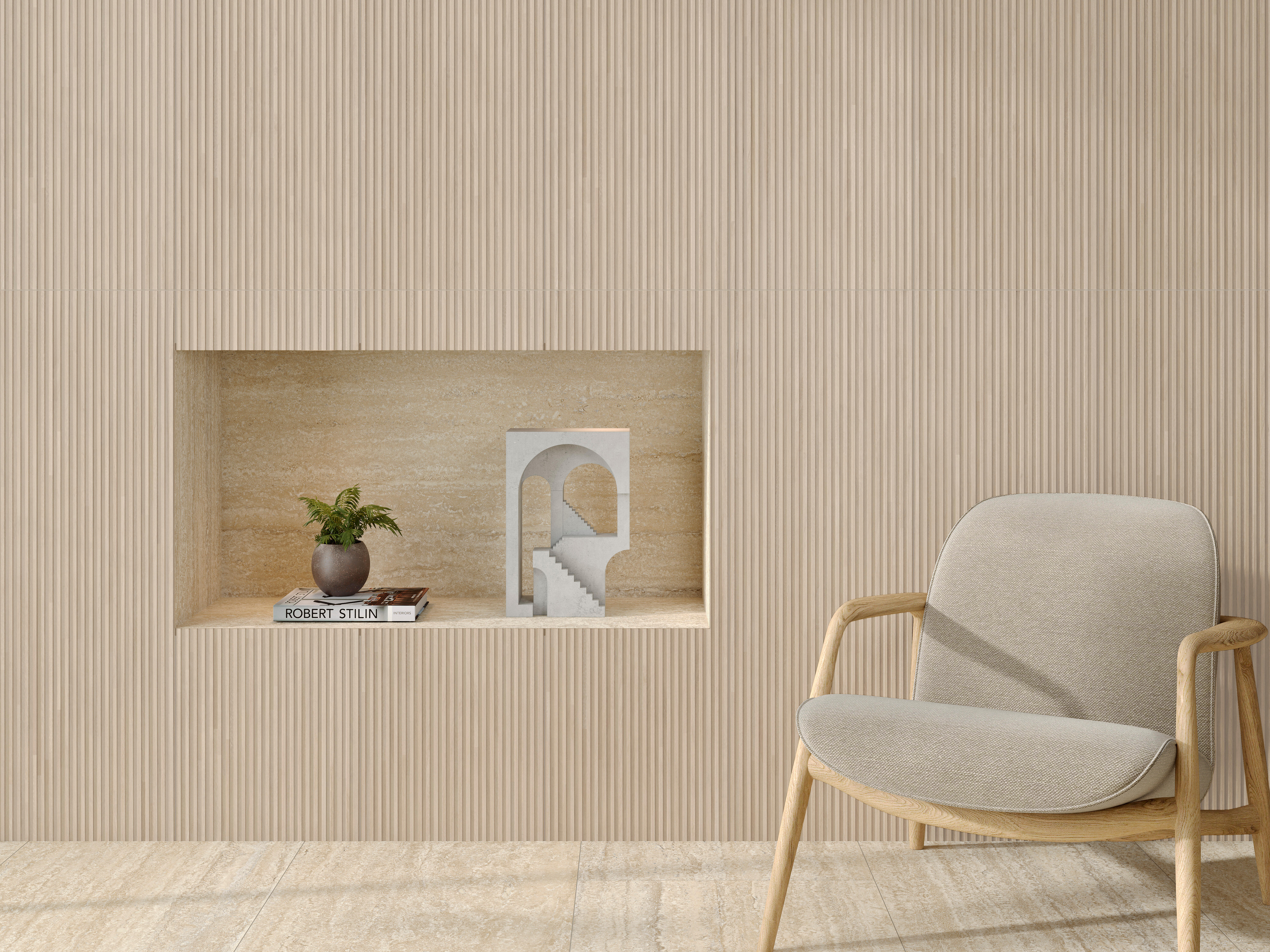 Azulejo cerámico Marlen Slat efecto palillería nut 40x120 cm | Leroy Merlin