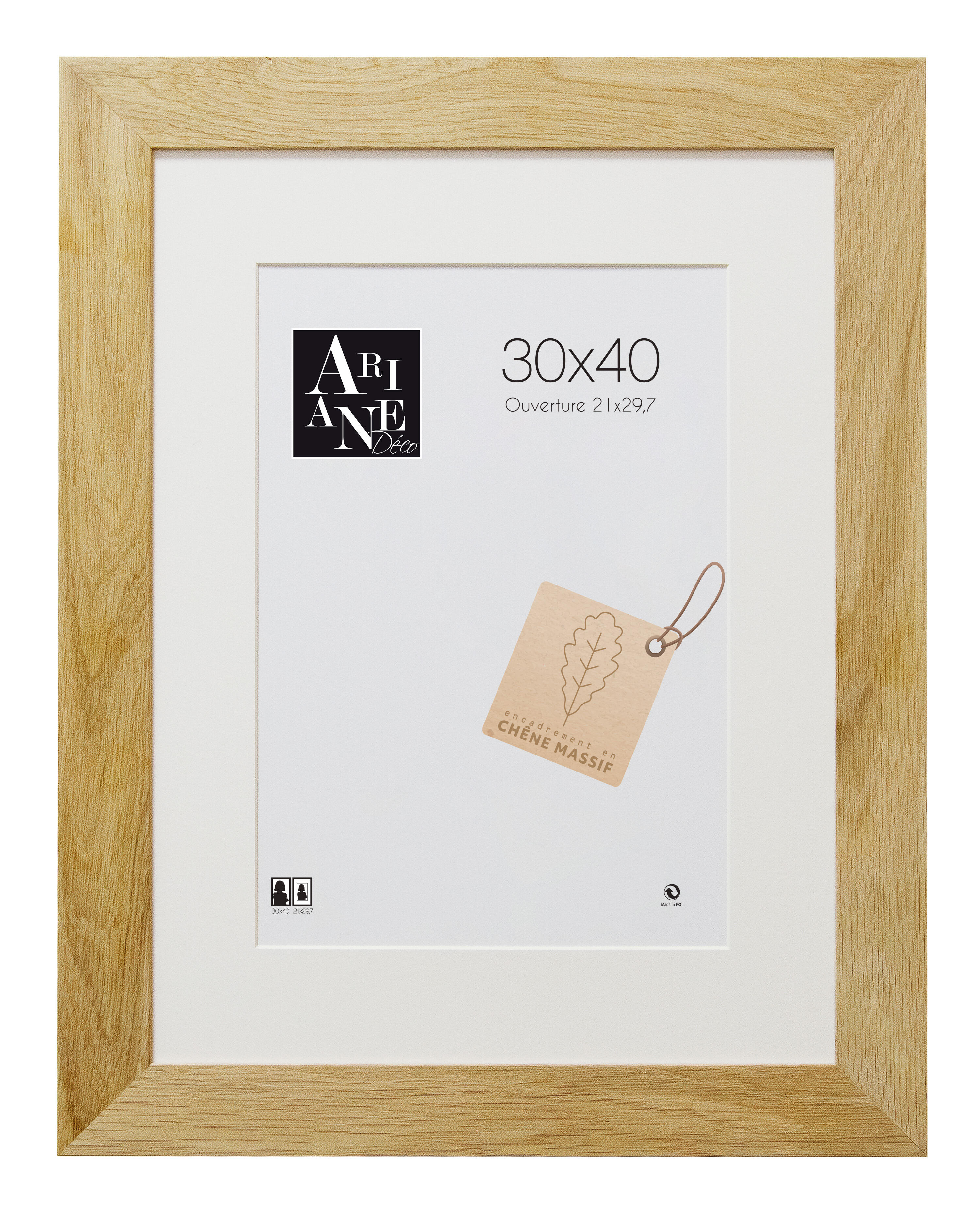 GB Eye - Cadre Photo MDF Chêne Pour Poster 52 X 38 Cm - Vitre Plexiglas, Accrochage Vertical/horizontal