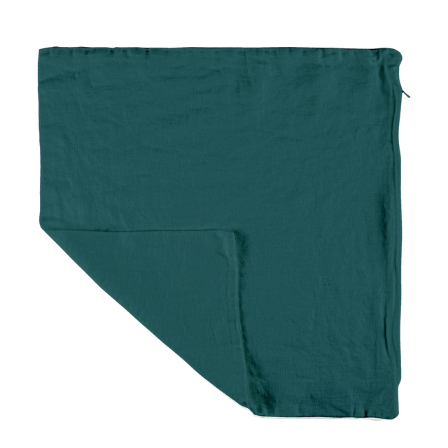 Funda de cojín cuadrada Danae 100% lino lavado 45 x 45 cm INSPIRE liso verde cactus doble cara con cremallera