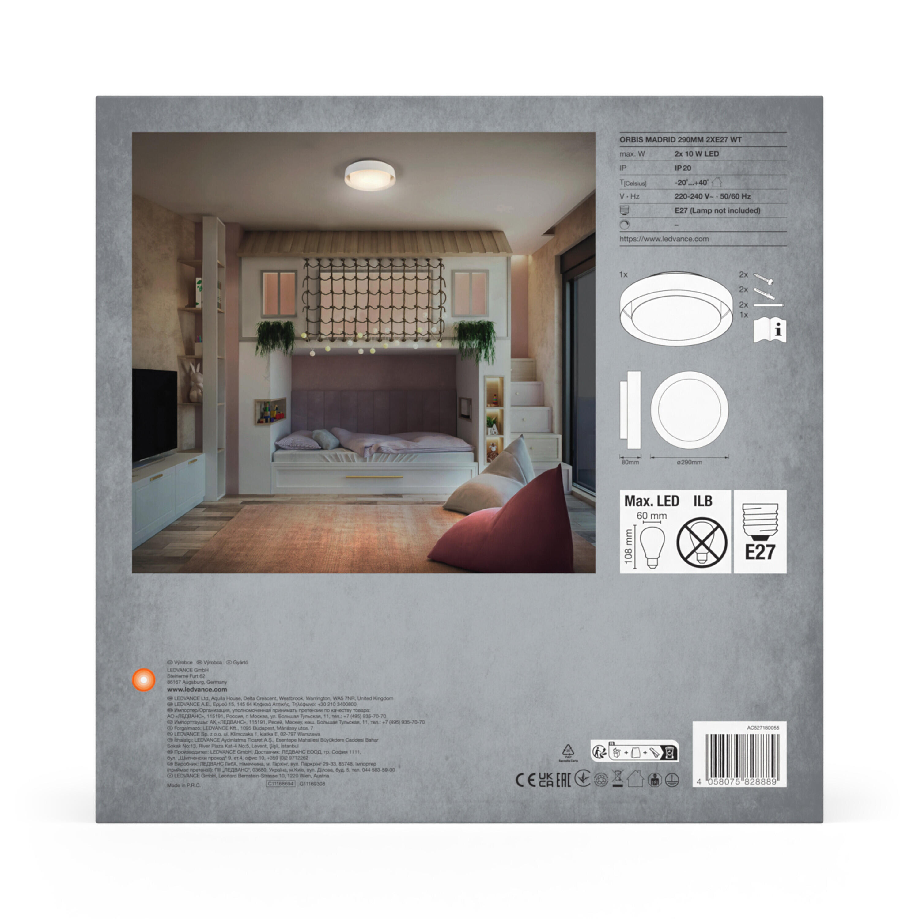 Plafonnier 2xE27 Orbis Madrid, blanc, LEDVANCE, D.29cm - 4
