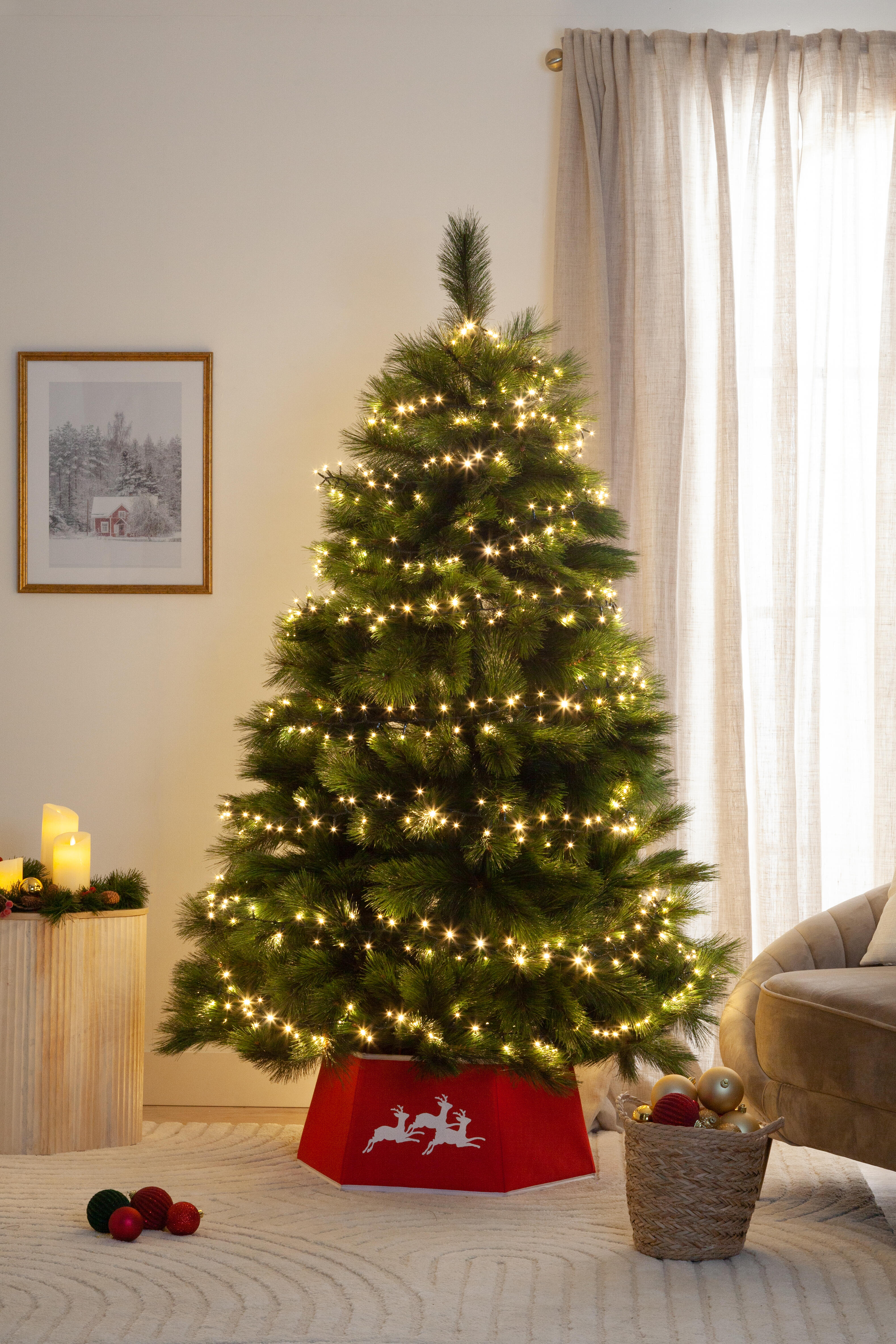 Guirnalda iluminada para árbol de 210 cm con 750 bombillas LED blanco cálido de 21 metros de iluminación para exterior a red eléctrica - 5