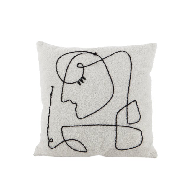 Coussin Lines, blanc et noir l.45 x L.45 cm