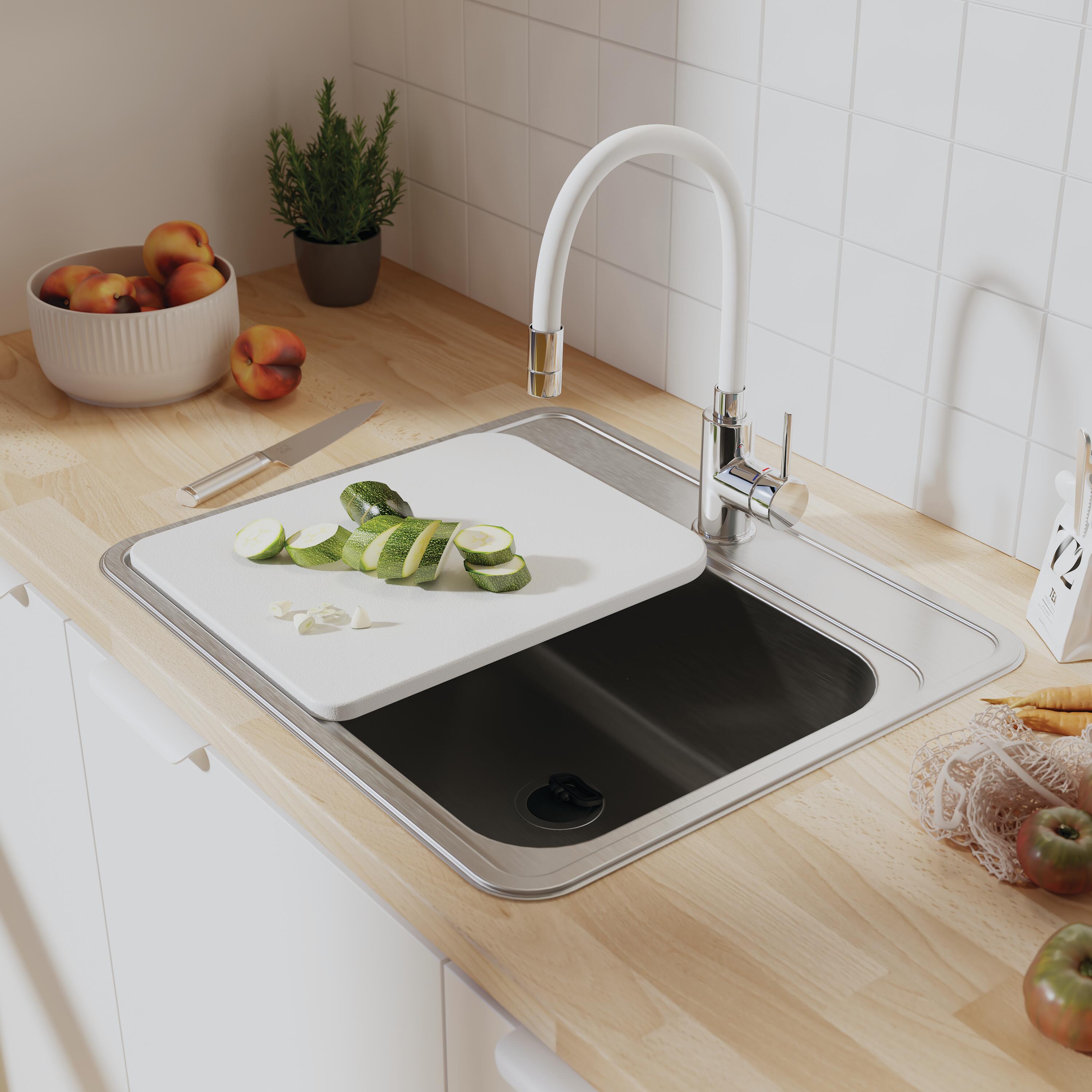 Lava-louça 1 cuba sem escorredor 56 x 48 x 18.5 cm prateado aço inoxidável Delinia Eleki - 2