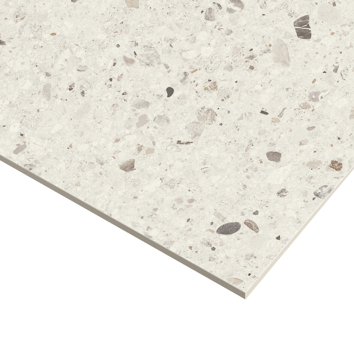Carrelage sol intérieur effet terrazzo blanc Essentiel l.60.5 x L.121 cm - 4
