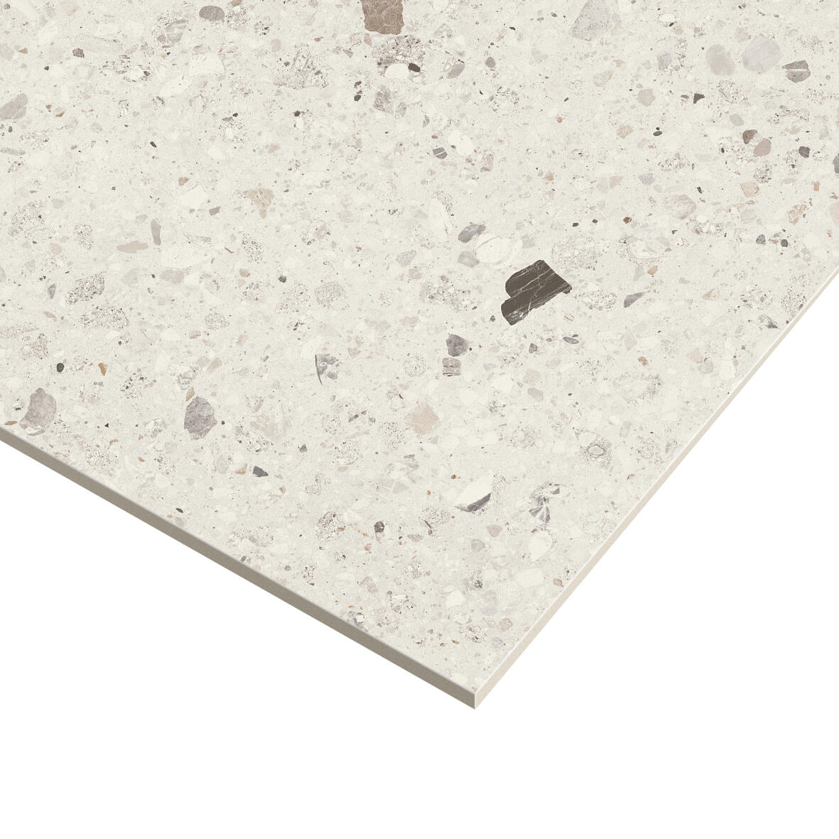 Carrelage sol/mur intérieur effet terrazzo blanc Essentiel l.60.5 x L.60.5 cm - 10