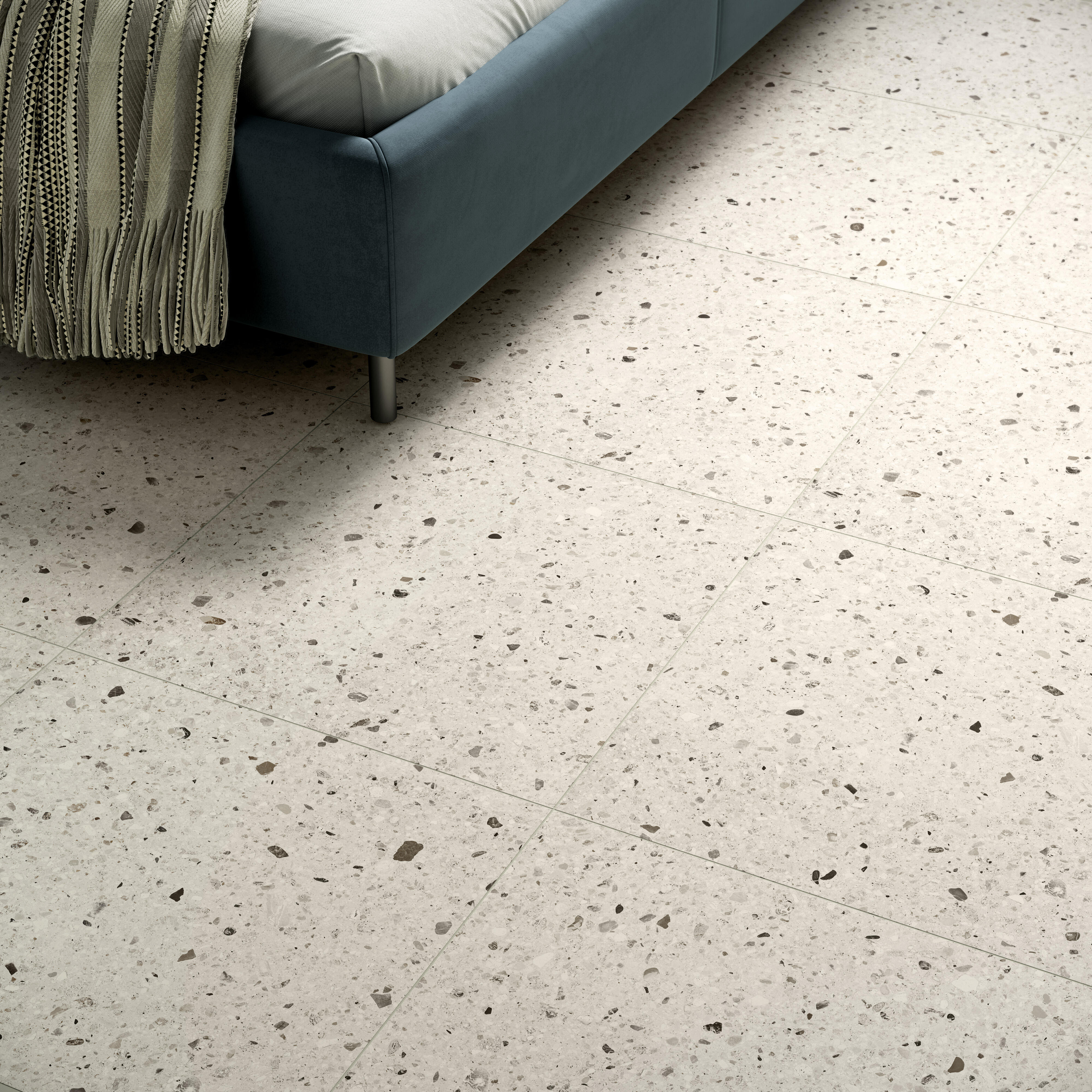 Carrelage sol/mur intérieur effet terrazzo blanc Essentiel l.60.5 x L.60.5 cm - 8
