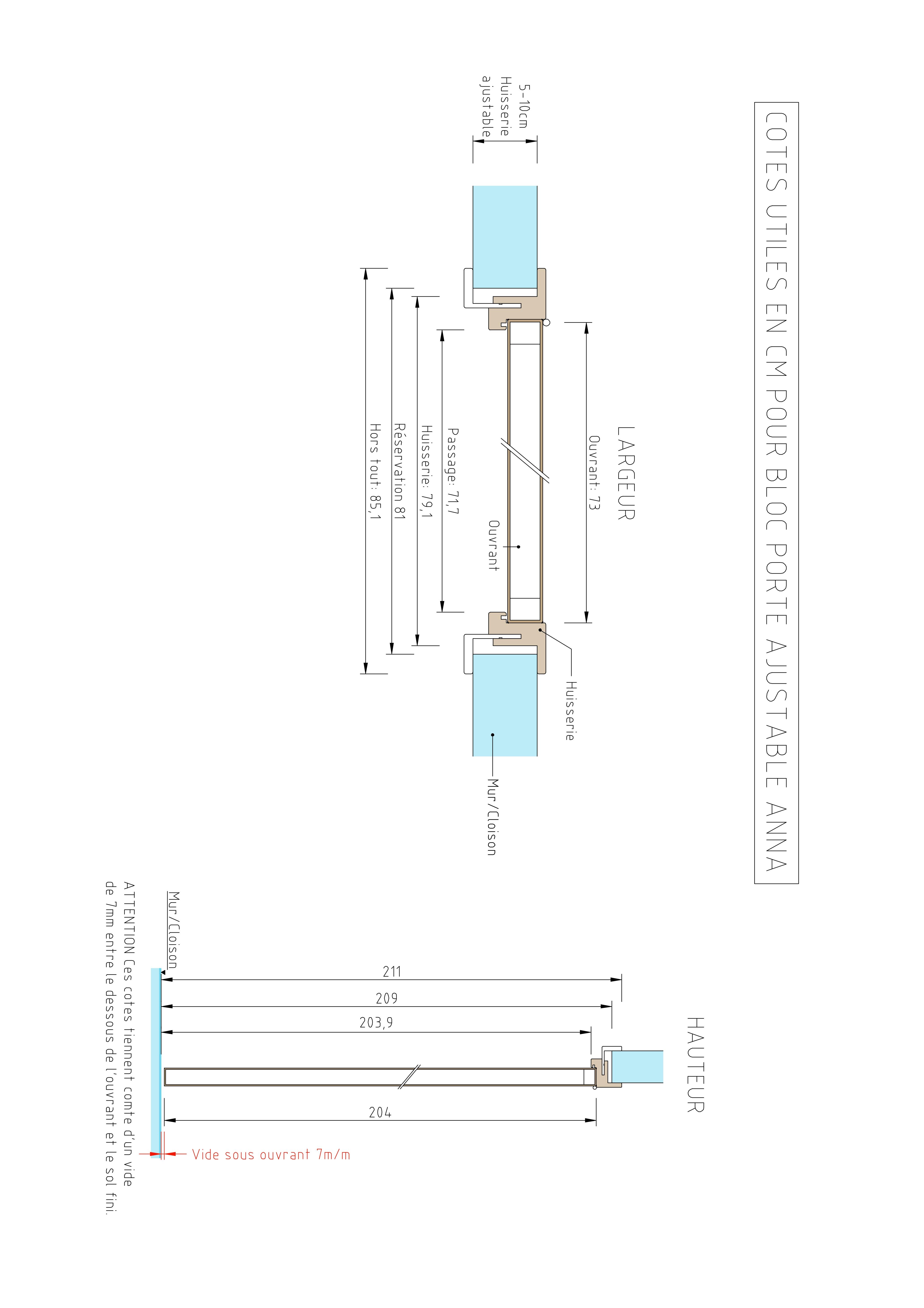 Bloc-porte fin de chantier épicéa Anna 204 x 73cm, poussant gauche - 10