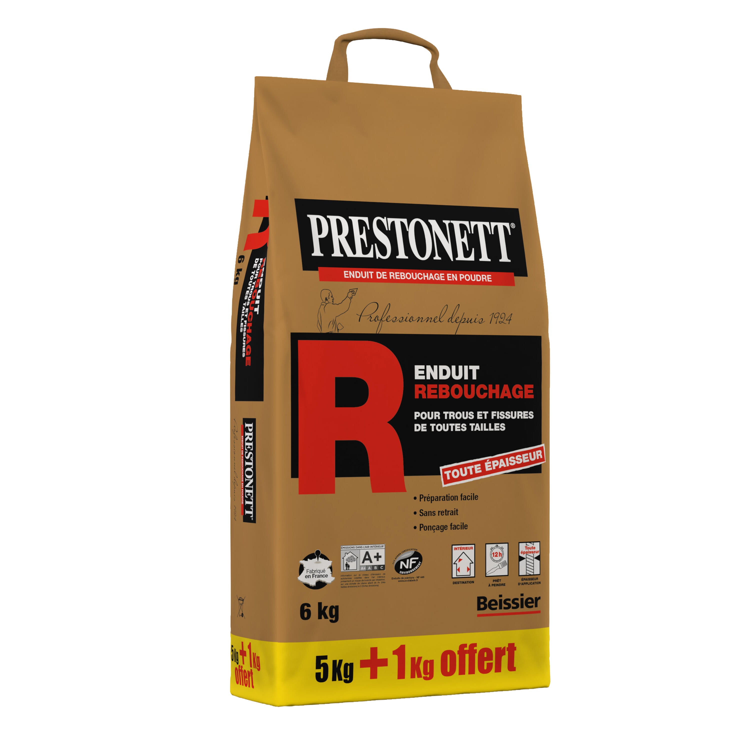 Enduit de rebouchage en poudre R PRESTONETT 5 kg + 1 kg gratuit | Leroy ...