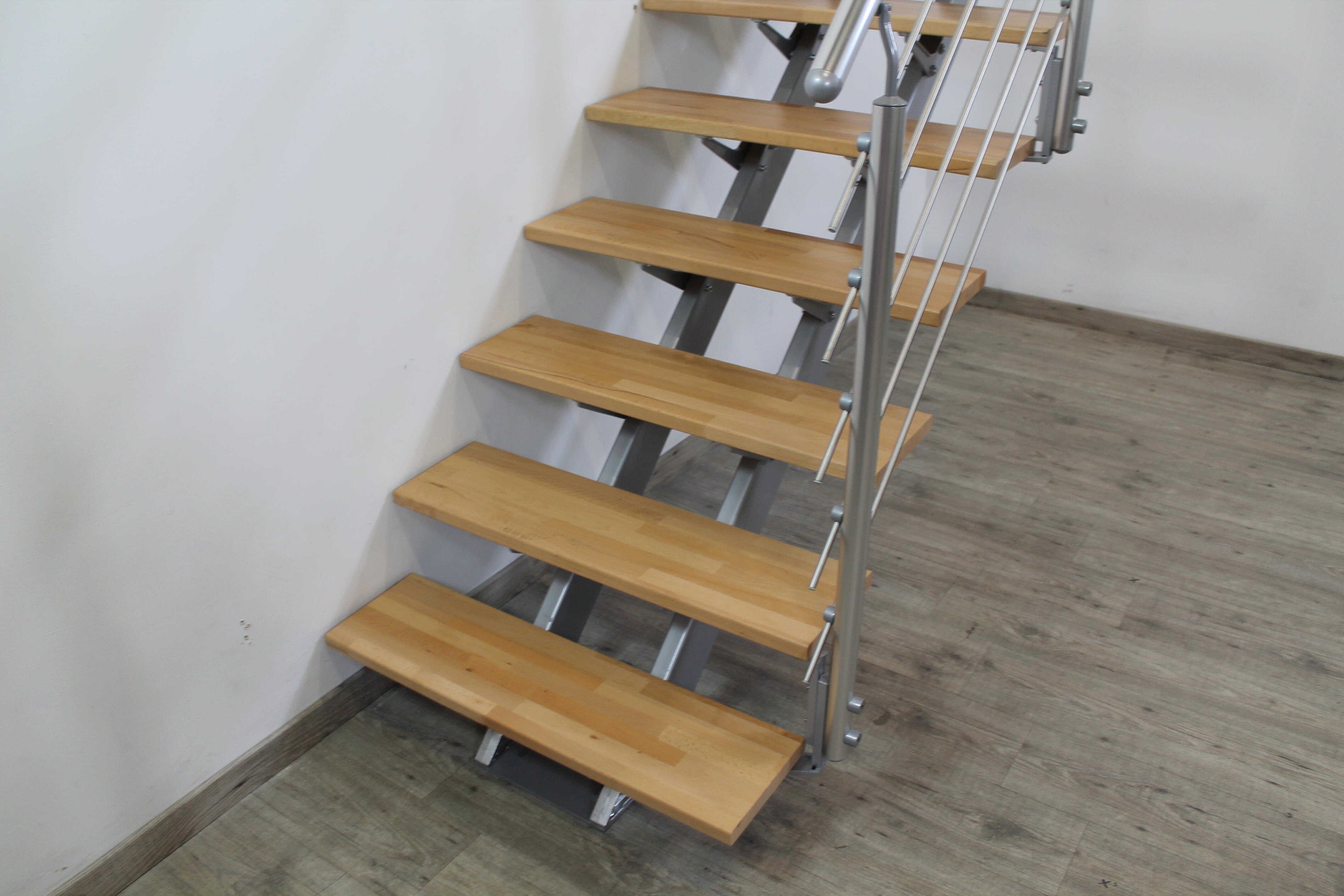 Escaliers droits droit acier anthracite Escatwin 14 marches bois lamellé collé,  - 4