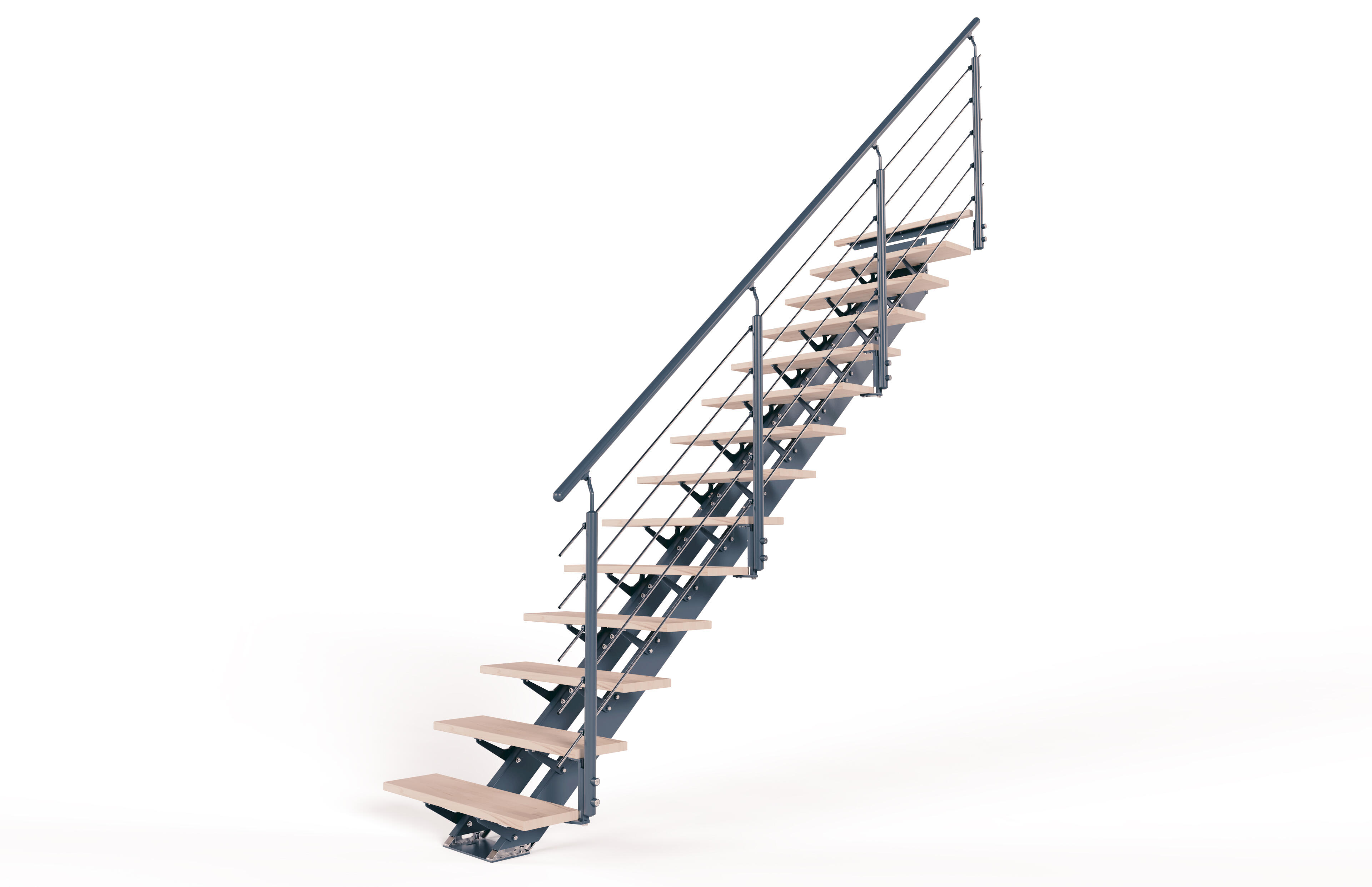 Escalier droit alu gris Escatwin 16 marches pin, l.85 - 2