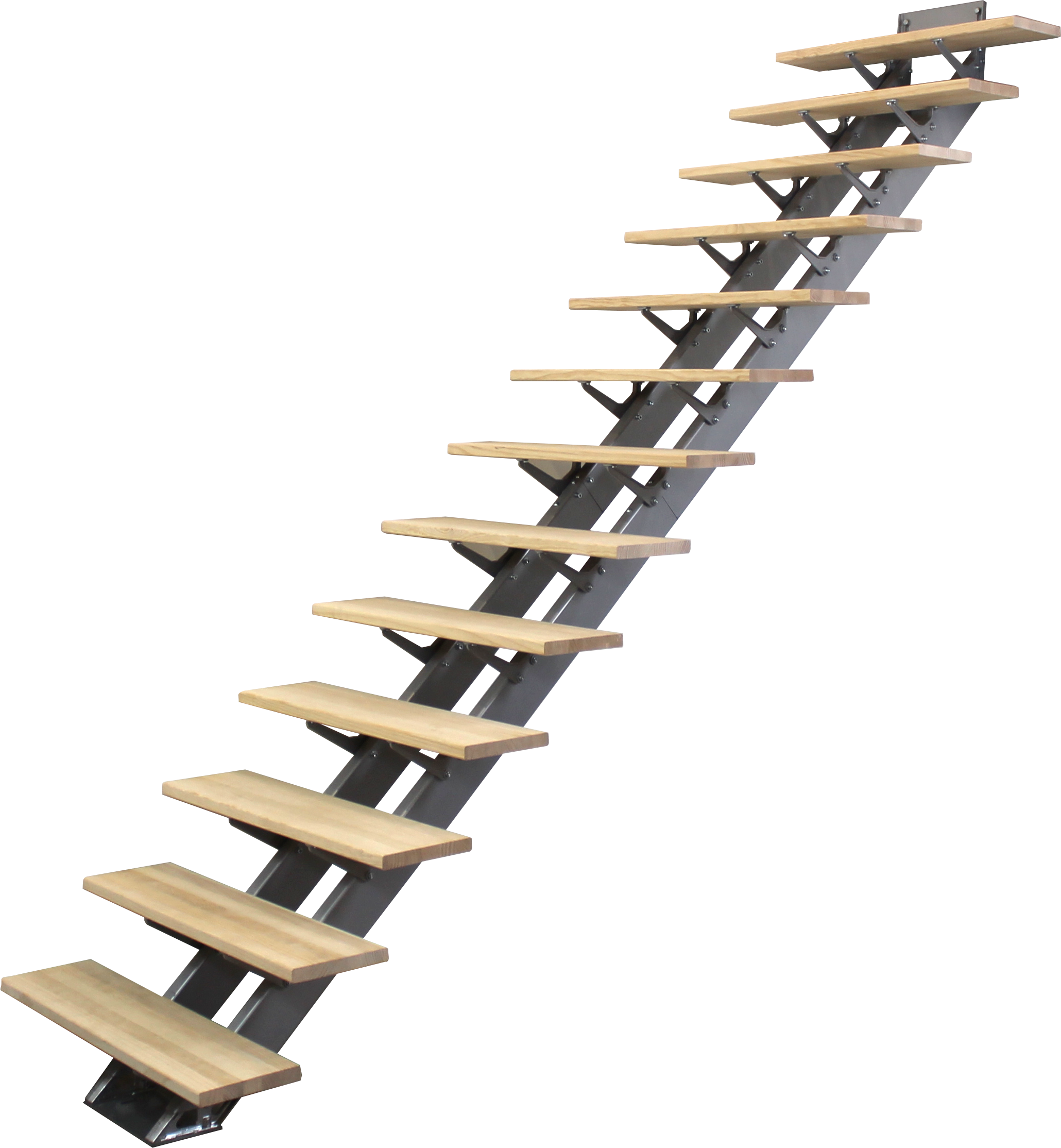 Escalier droit acier gris Escatwin 16 marches bois lamellé collé, l.95 cm - 2