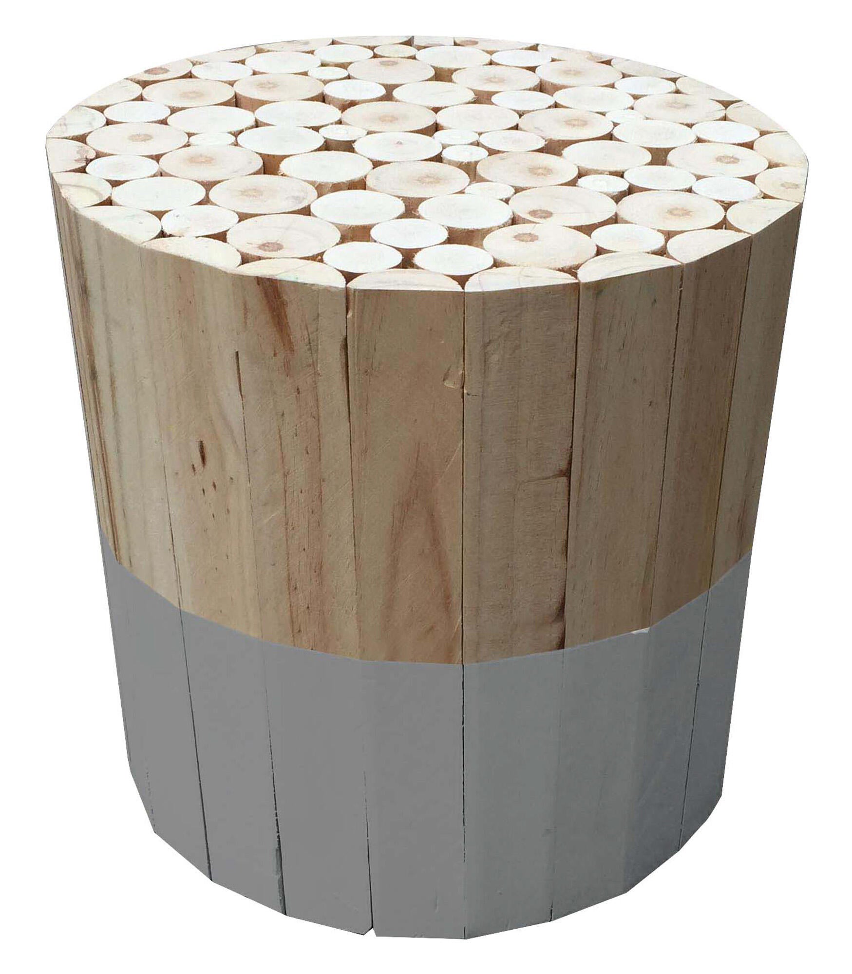 Pack de 2 taburetes madera gris 30cm