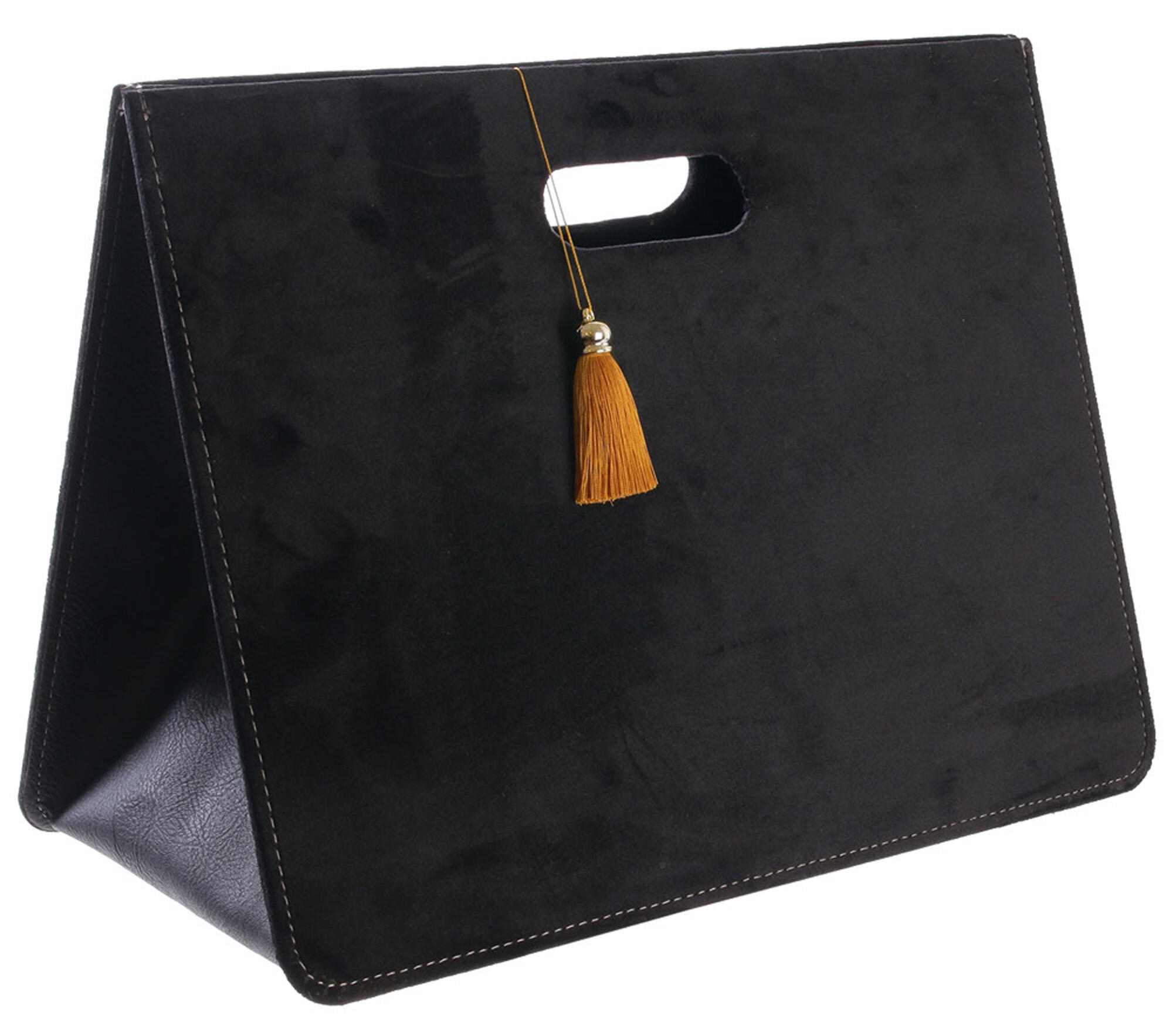 Revistero decorativo plegable cuero negro 40x30x19 cm