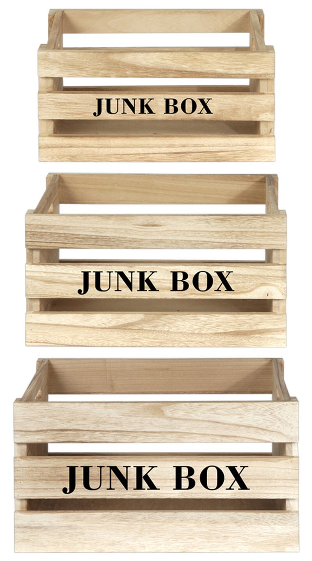 Pack 3 cajas de madera JUNK BOX para almacenaje