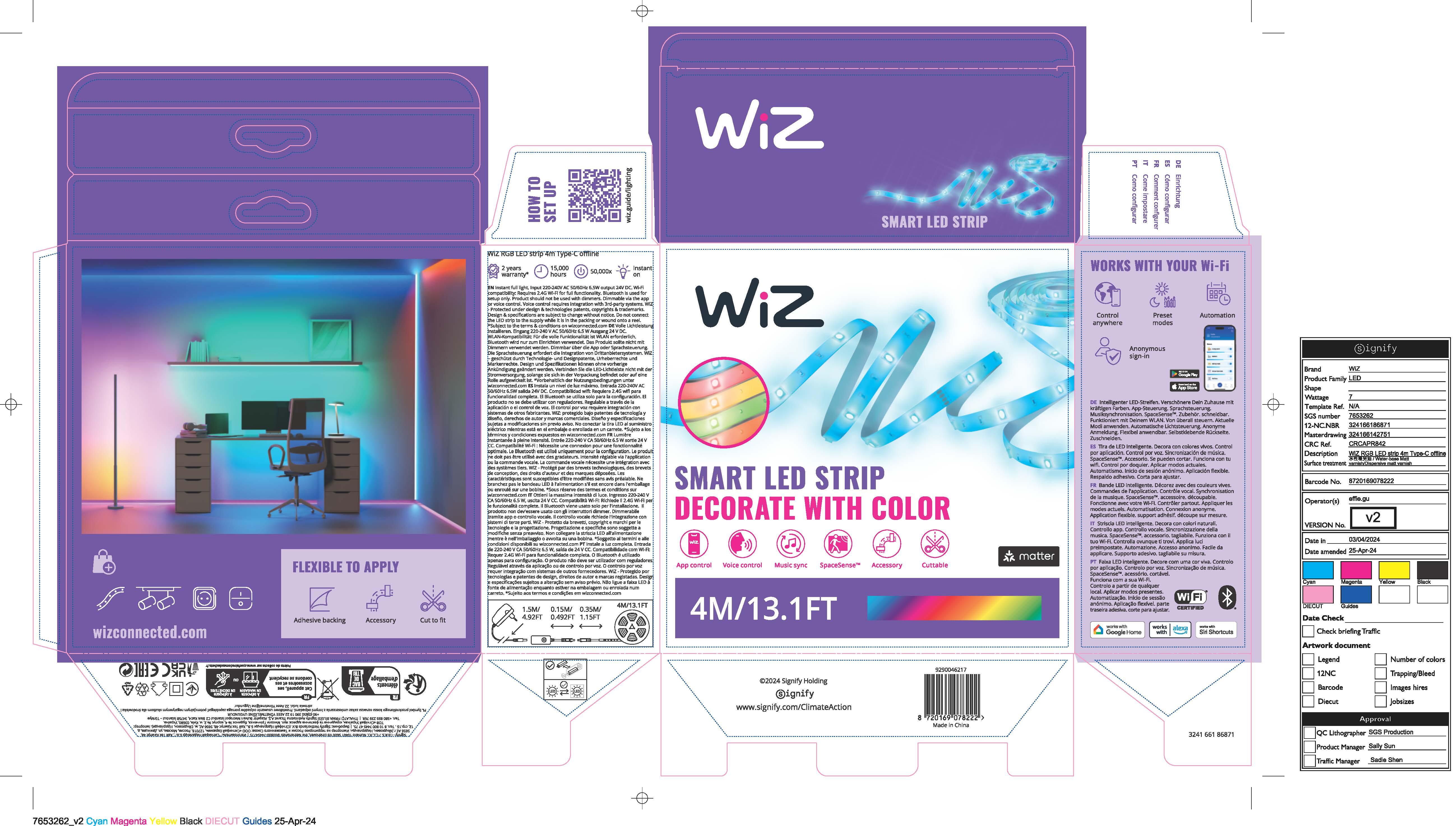 Striscia led 4m luce rgb multicolore WIZ - 7