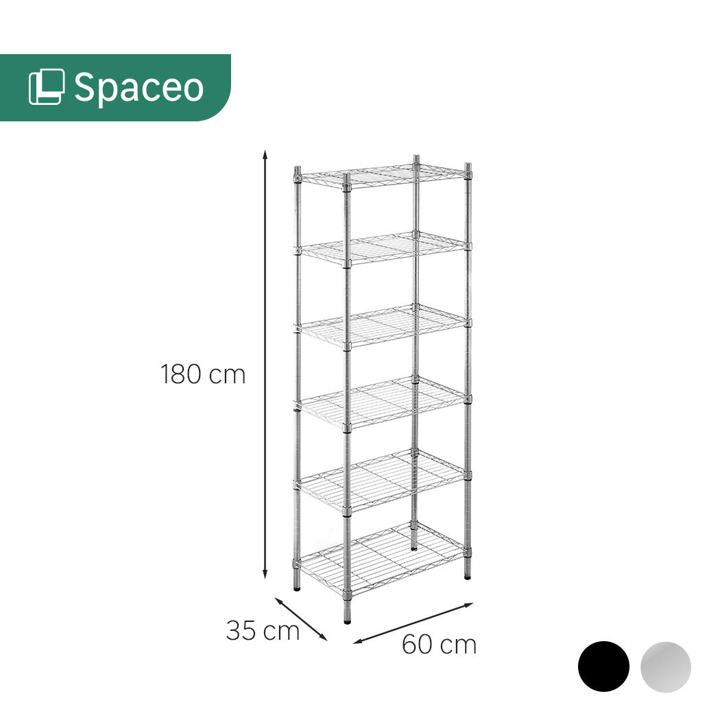Estante metálica cinza 6 prateleiras 60x35x180 cm 50 kg Spaceo - 7