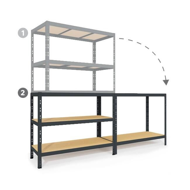 Estante metálica preta com 5 prateleiras de madeira 300 kg 120x50x196 cm Spaceo - 2