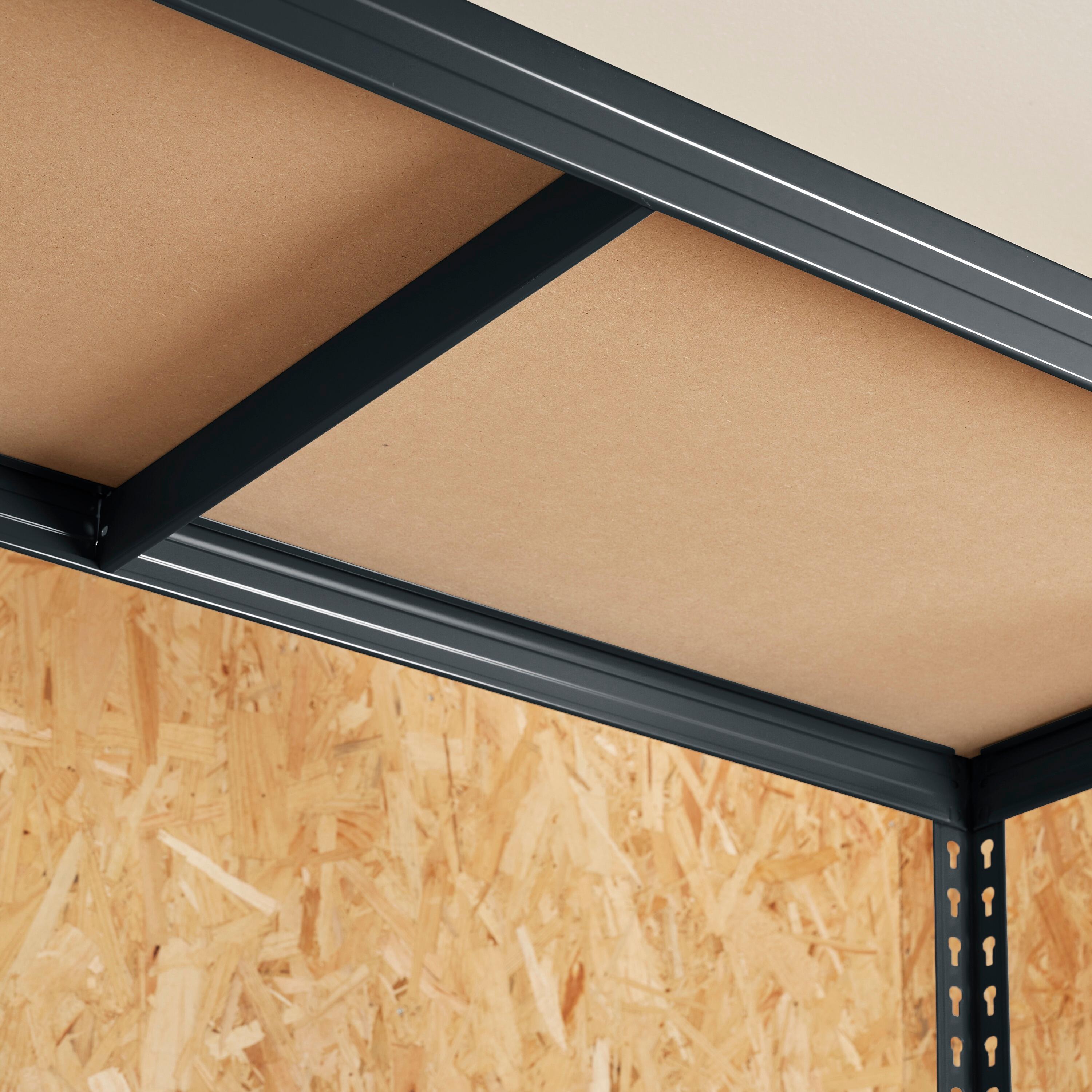 Estante metálica preto 4 prateleiras MDF 150x60x190 cm 300 kg Spaceo - 5