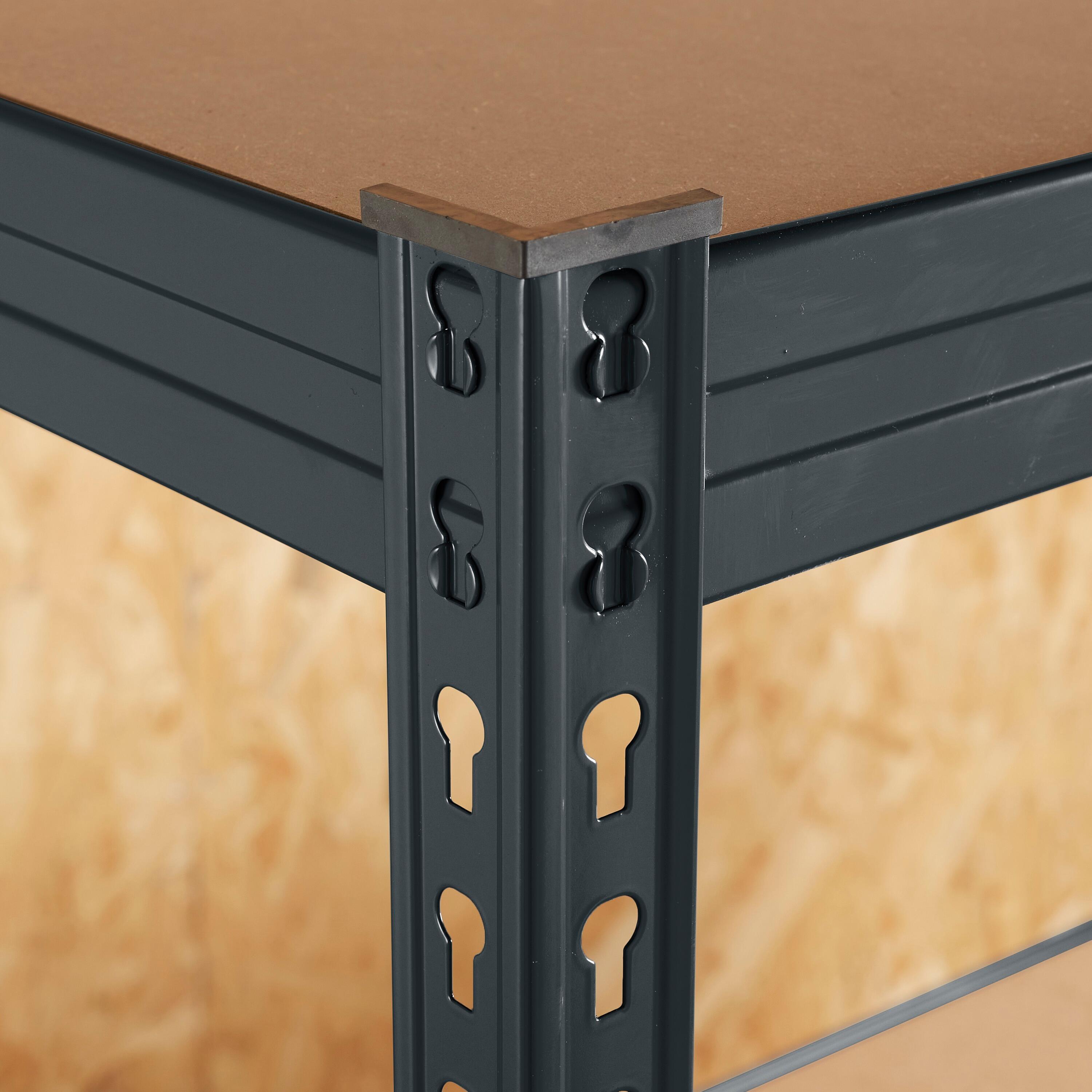 Estante metálica preto 4 prateleiras MDF 150x60x190 cm 300 kg Spaceo - 6