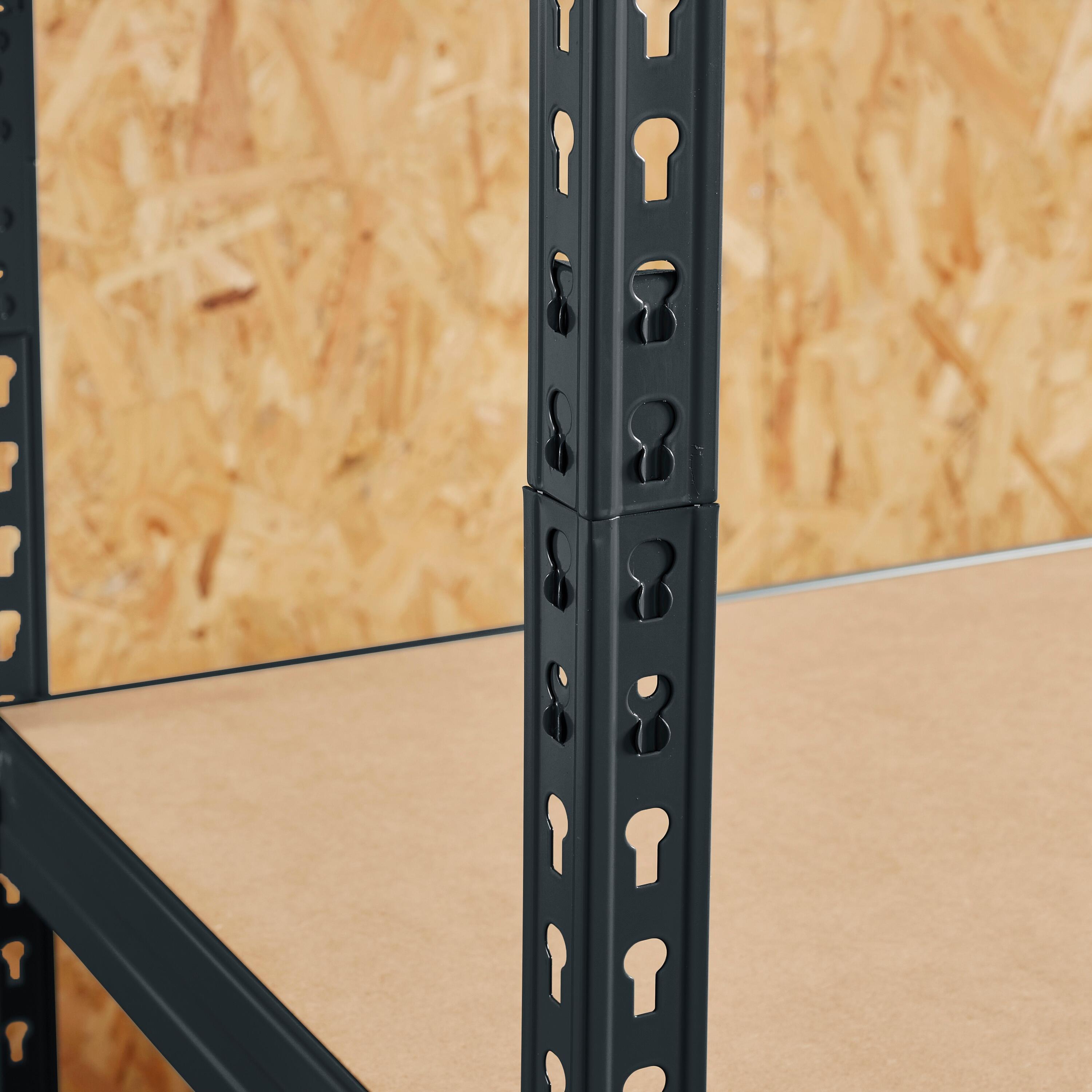 Estante metálica preto 4 prateleiras MDF 150x60x190 cm 300 kg Spaceo - 7