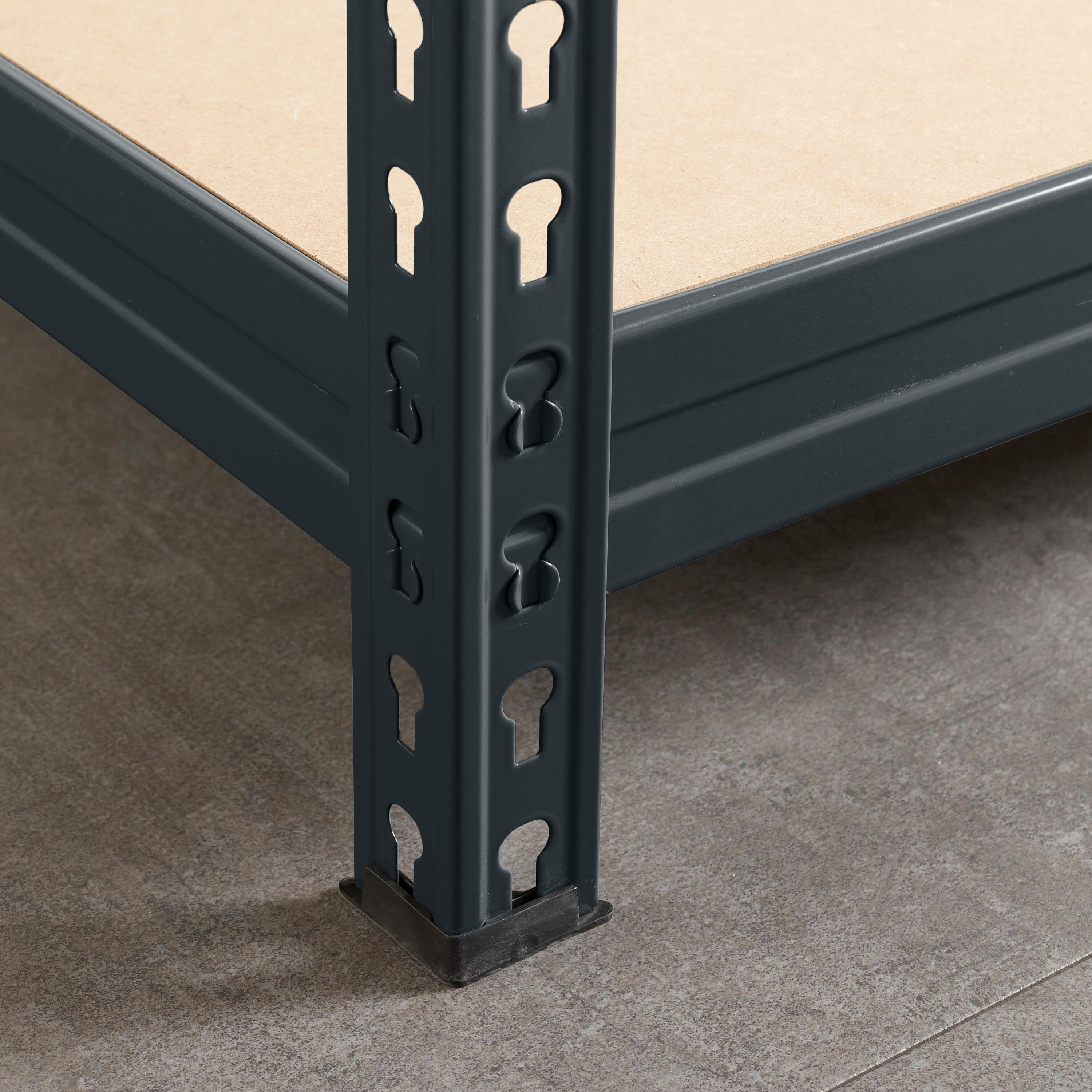 Estante metálica preto 4 prateleiras MDF 150x60x190 cm 300 kg Spaceo - 8