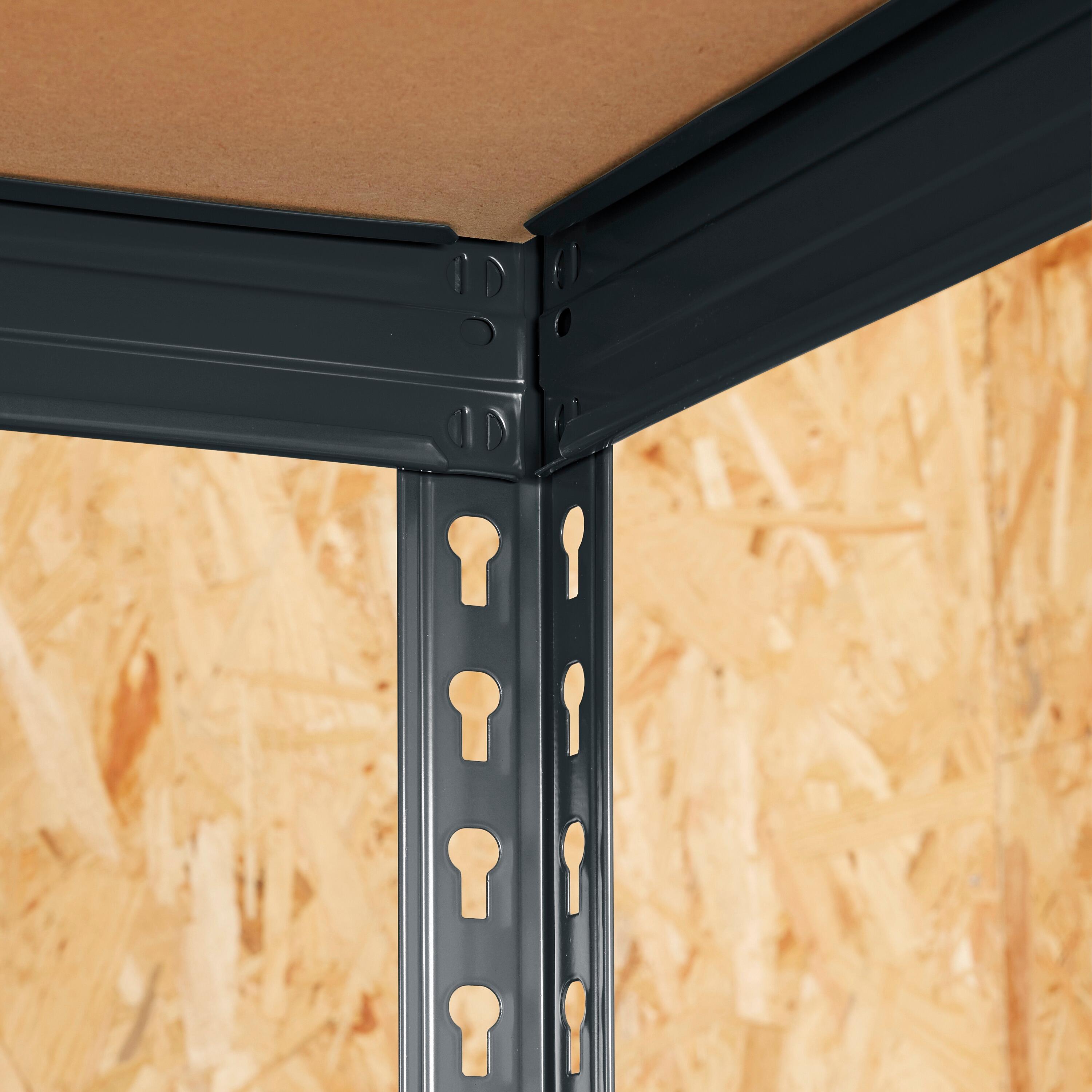Estante metálica preto 4 prateleiras MDF 150x60x190 cm 300 kg Spaceo - 9