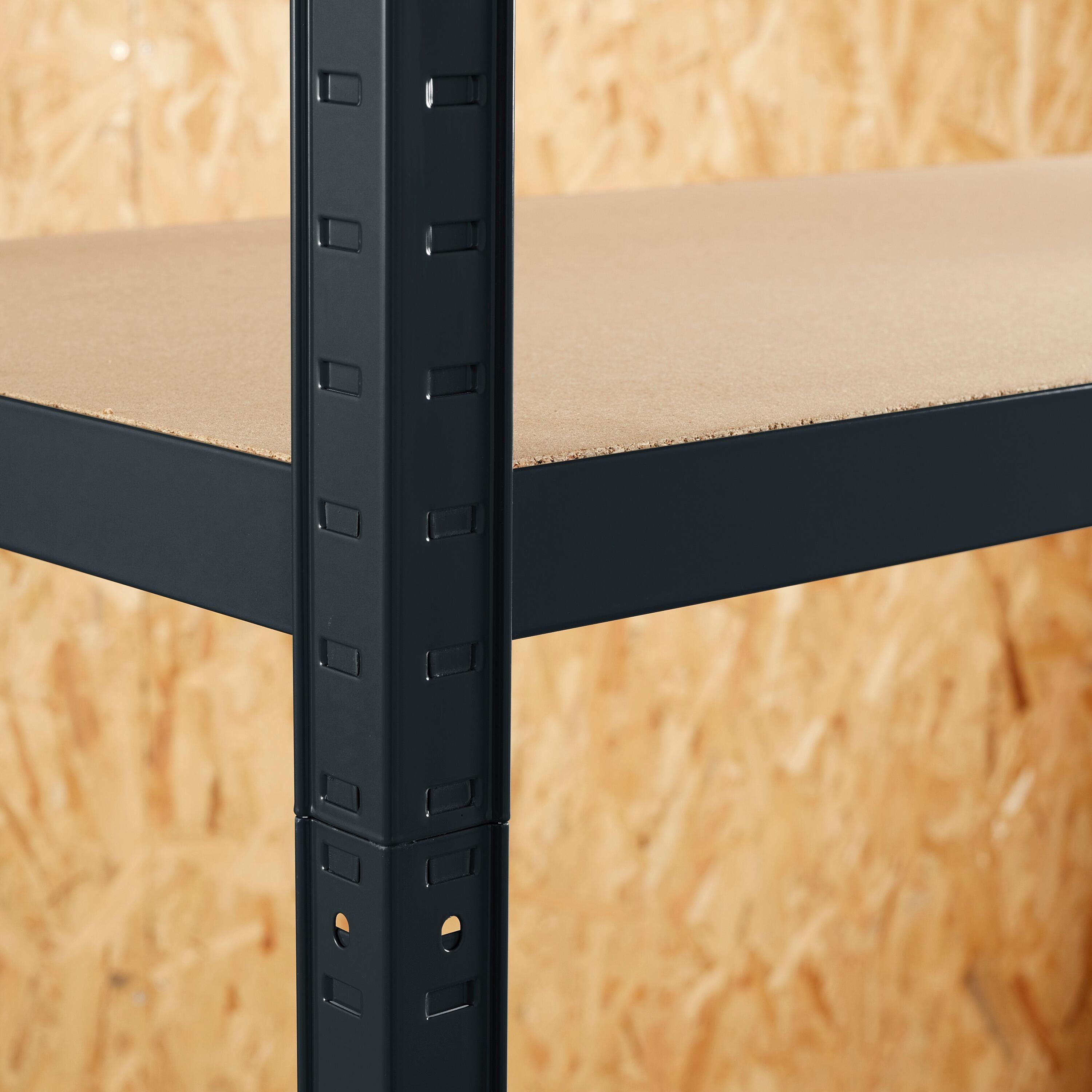 Estante metálica preta com 5 prateleiras de madeira 300 kg 120x50x196 cm Spaceo - 7
