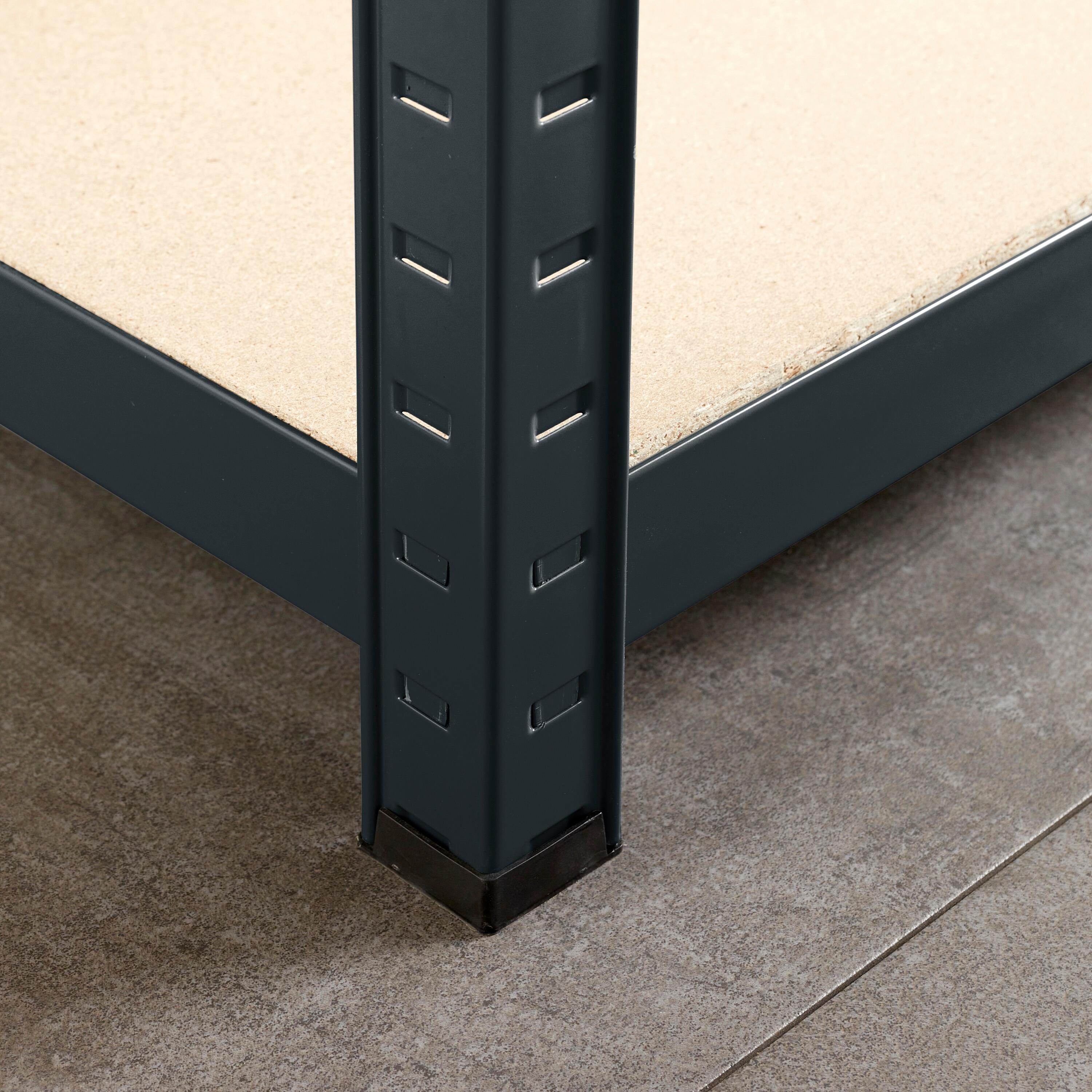 Estante metálica preta com 5 prateleiras de madeira 300 kg 120x50x196 cm Spaceo - 8