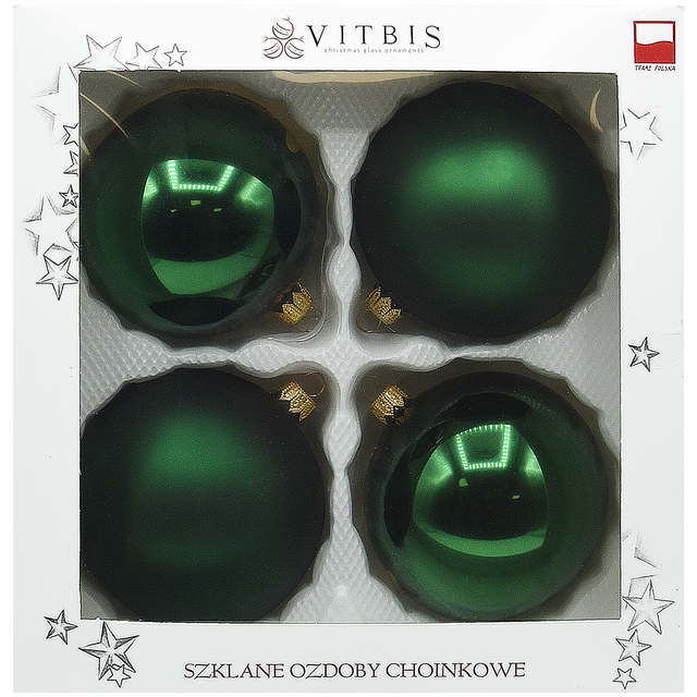 Bombki szklane 10cm 4szt. zielone Vitbis