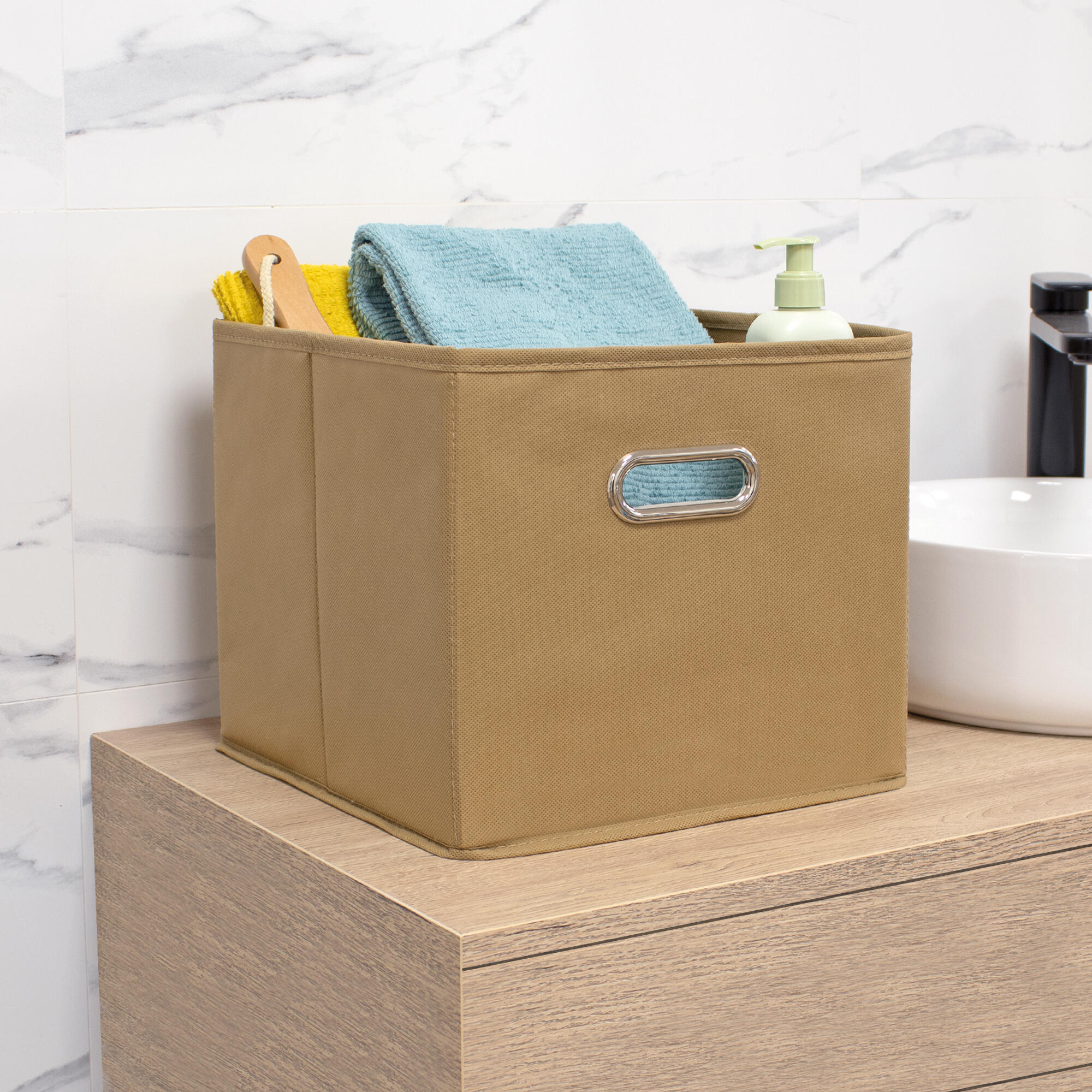 Organizador de almacenamiento beige Cube 28.5x28.5x26cm - 2