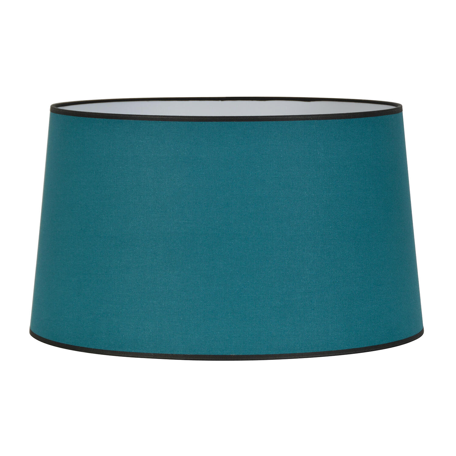 Abat-jour Suspendu Ou Posé Bleu Canard - Tissu Sur PVC Transparent, Diamètre 48 Cm, Fabrication Française