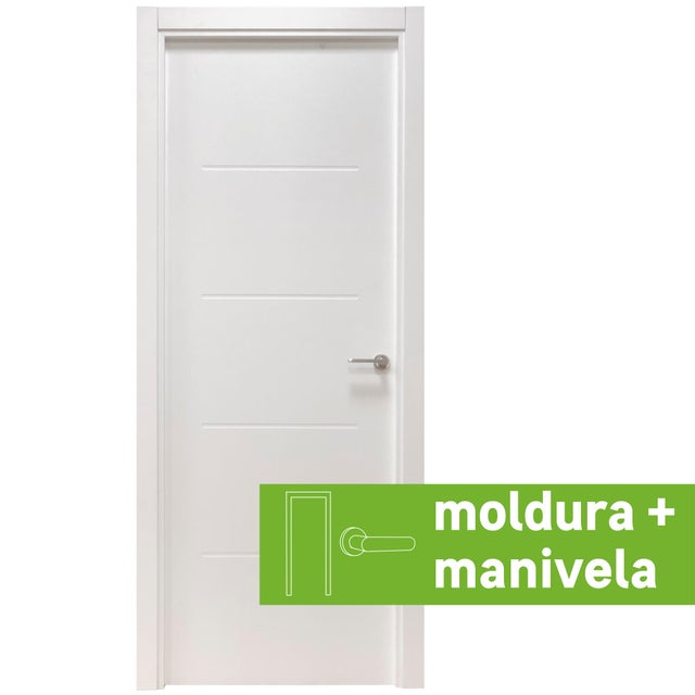 Pack puerta maciza interior NEW SAHARA 62,5 cm IZQUIERDA + molduras+ manivela (Envío gratis)