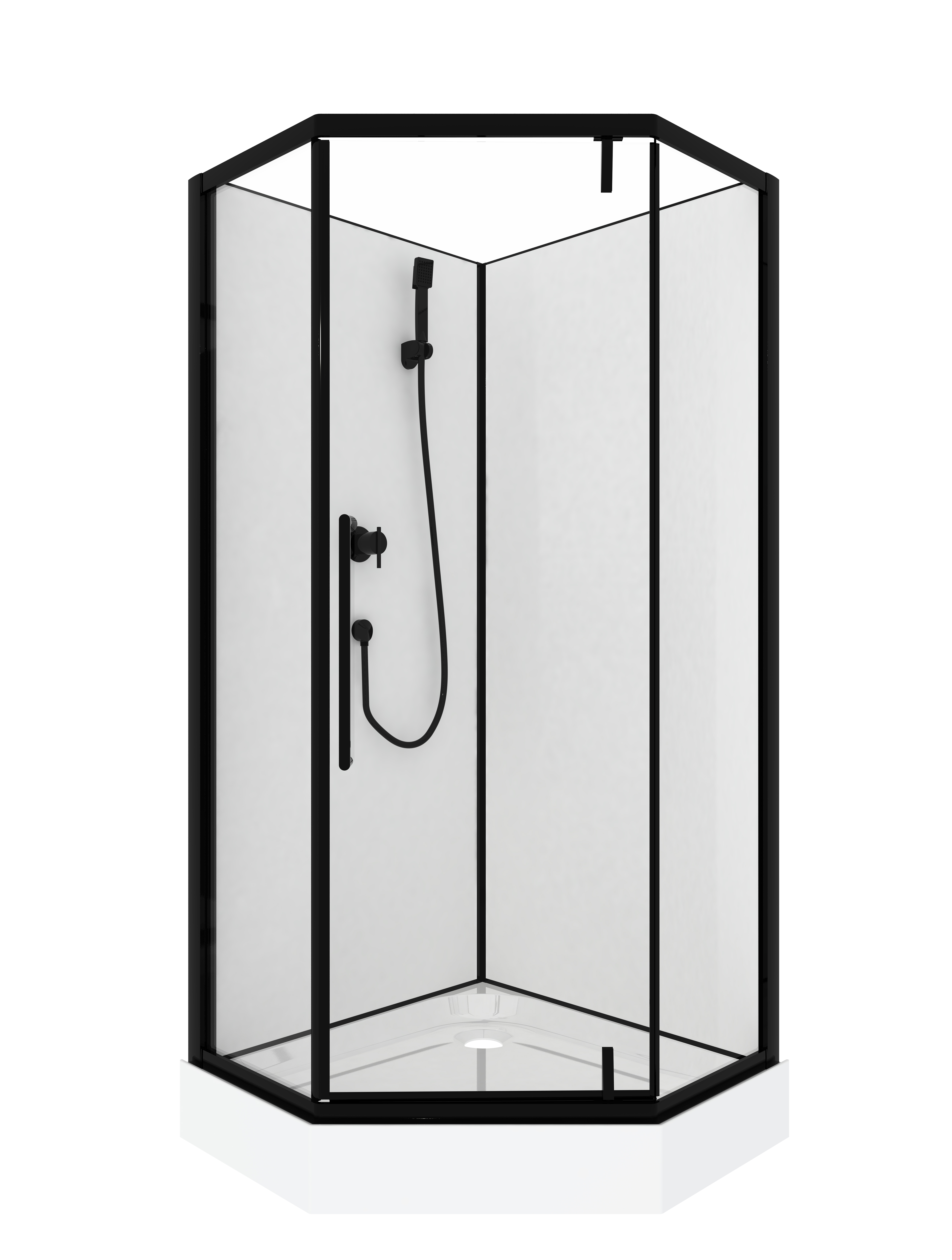 Kabina prysznicowa z brodzikiem Smart Diamond Black 90x90x200x15 Savana