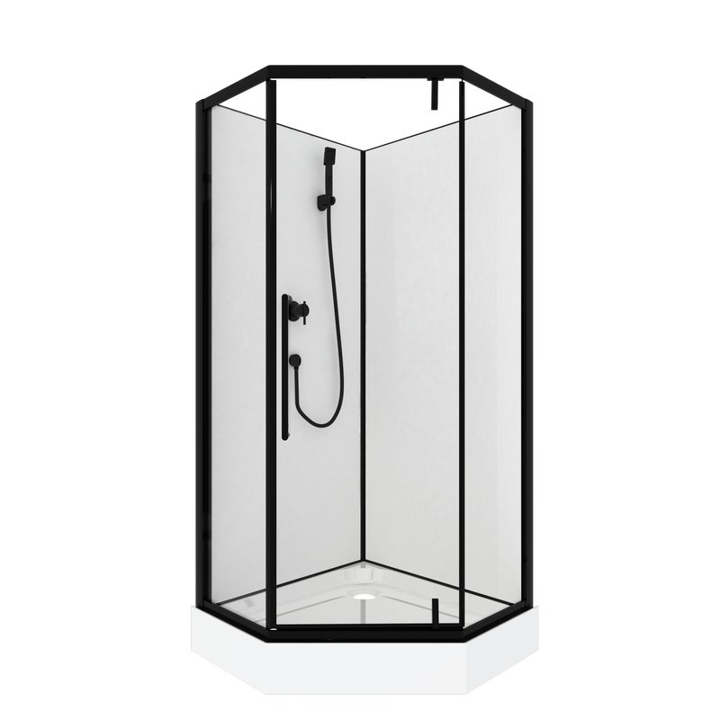 Kabina prysznicowa z brodzikiem Smart Diamond Black 90x90x200x15 Savana