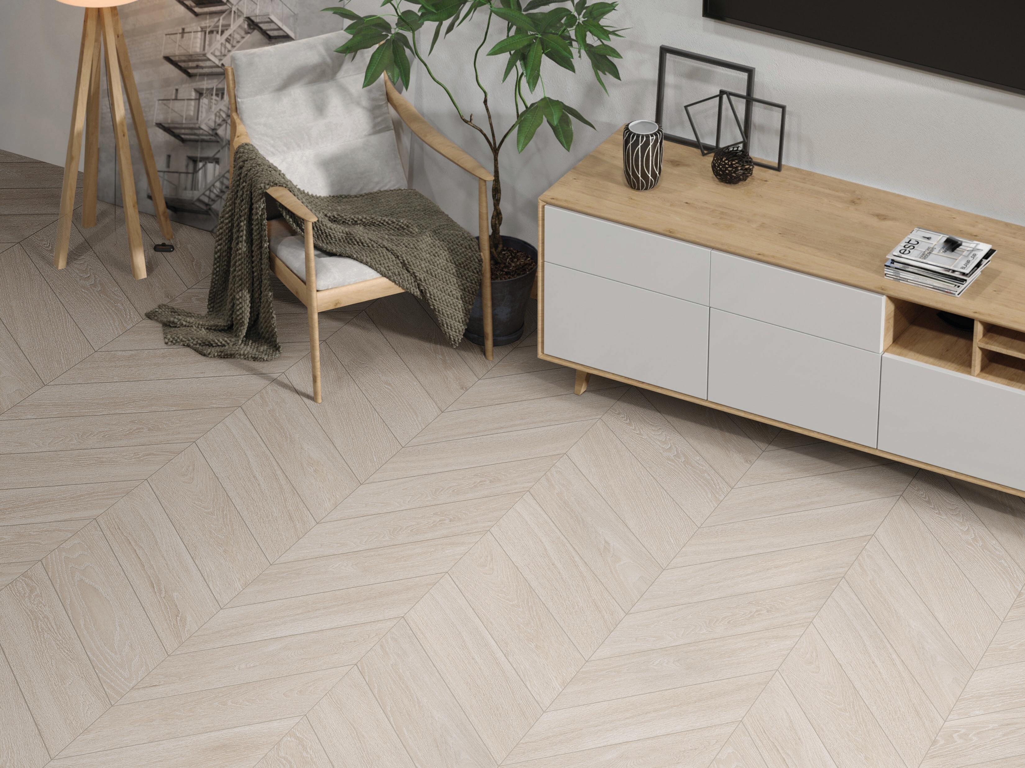 Carrelage mur / sol intérieur effet bois blanc Woody l.11 x L.54 cm - 4