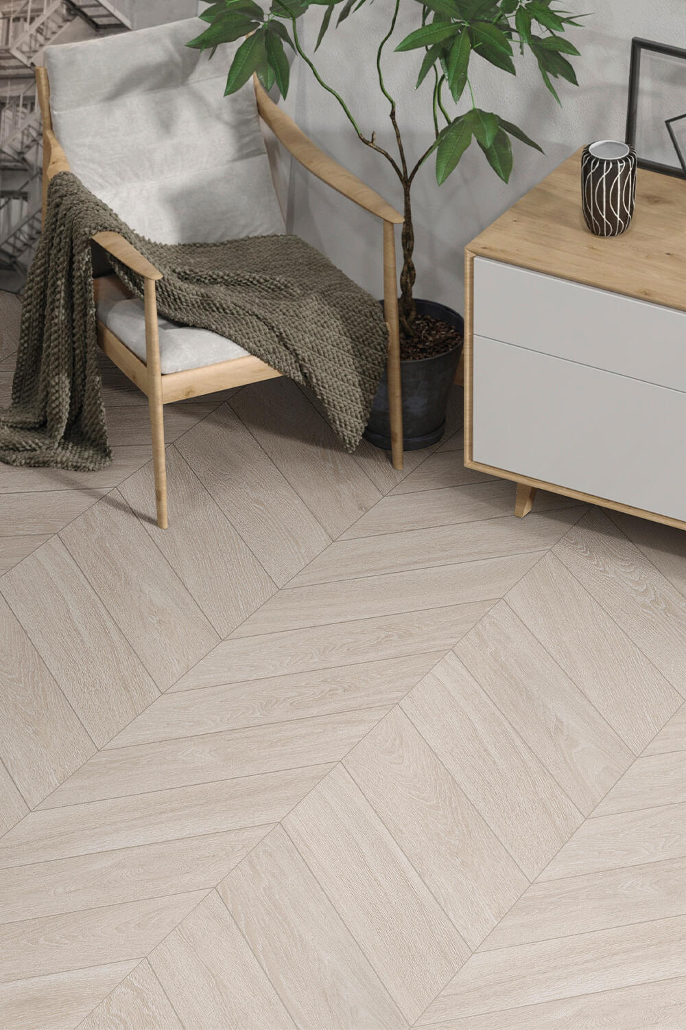 Carrelage mur / sol intérieur effet bois blanc Woody l.11 x L.54 cm - 3