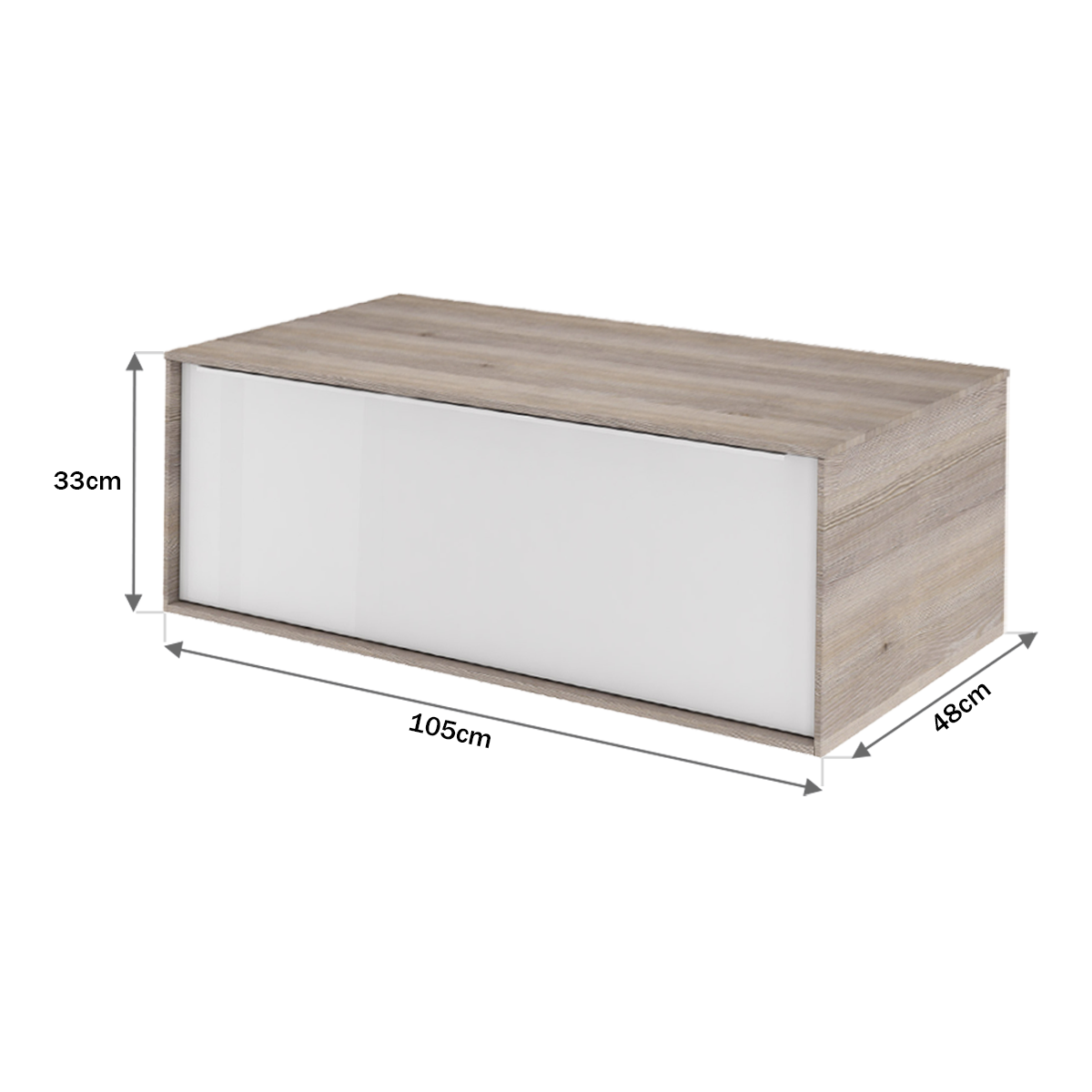 Mobile da bagno sospeso sotto lavabo L 105 x H 33 x P 48 cm bianco, grigio e quercia laccato lucido, 1 cassetto SENSEA Neo - 2